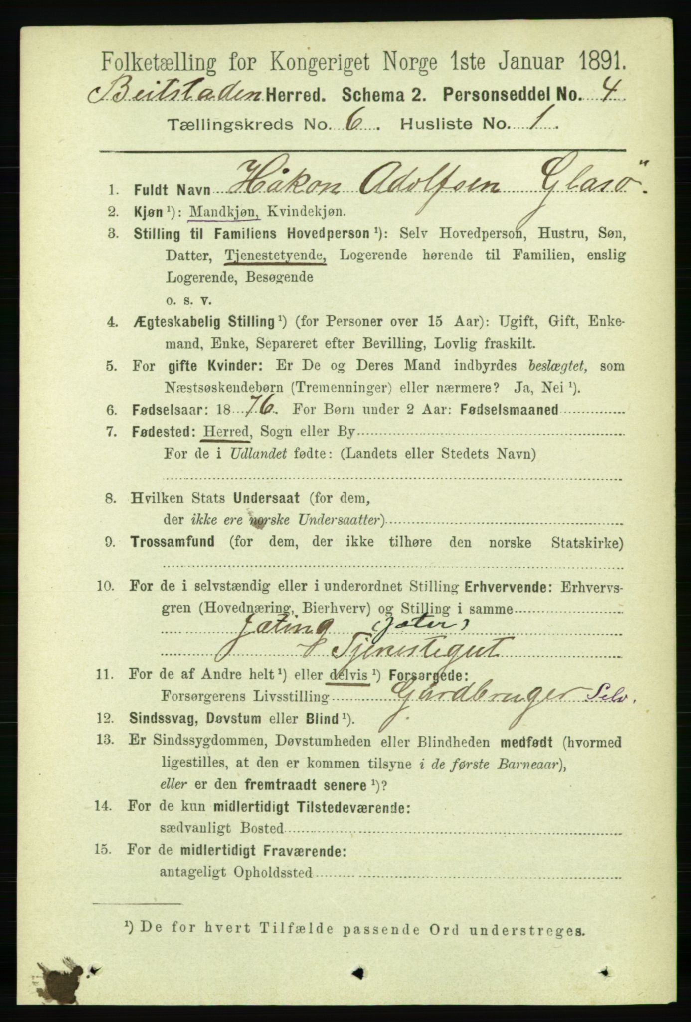 RA, 1891 census for 1727 Beitstad, 1891, p. 1528