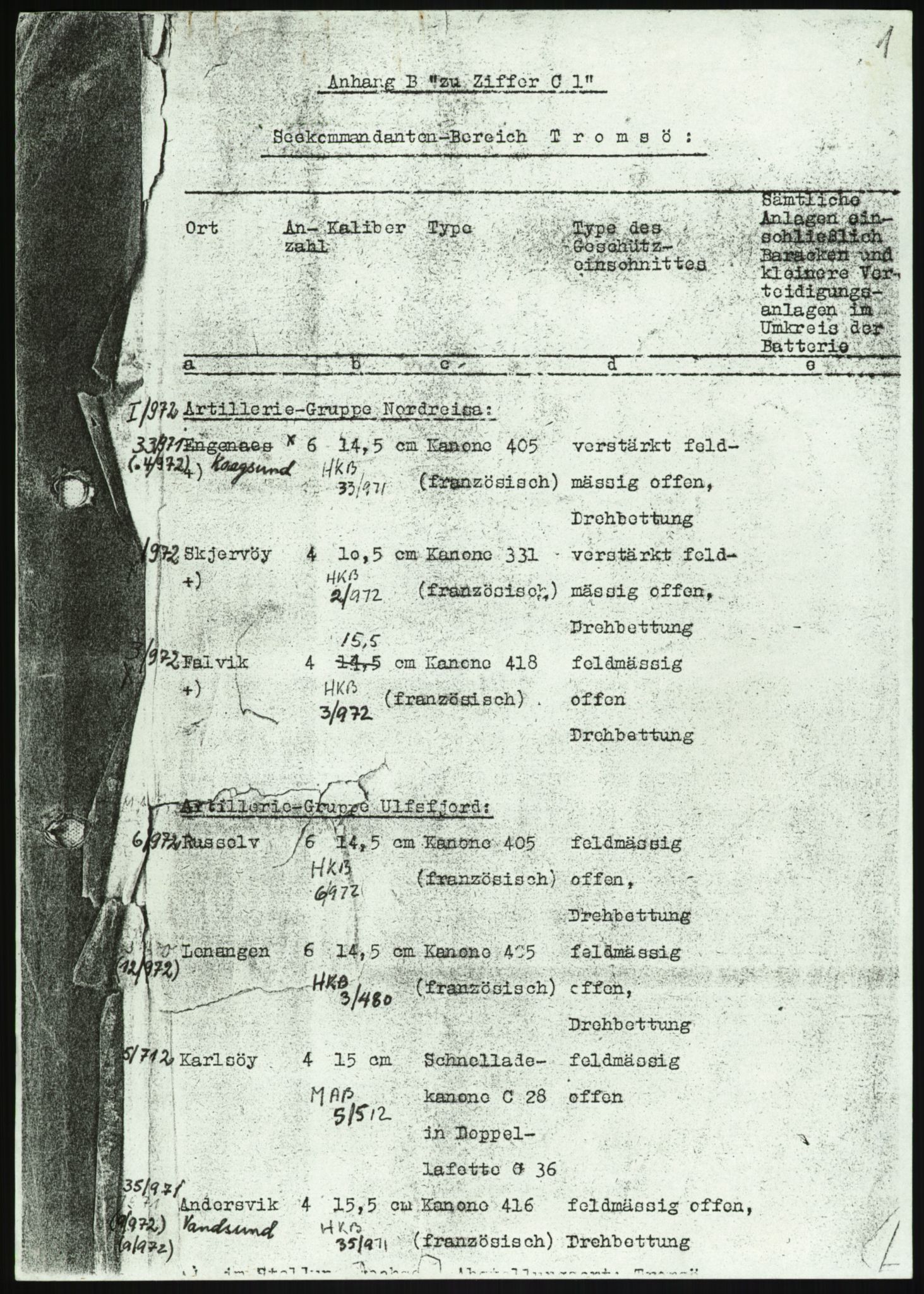 Forsvaret, Generalinspektør og sjefen for Kystartilleriet, AV/RA-RAFA-2045/F/Fa/L0016: Tyske oversiktskarter over festningsanlegg, 1940-1945, p. 19