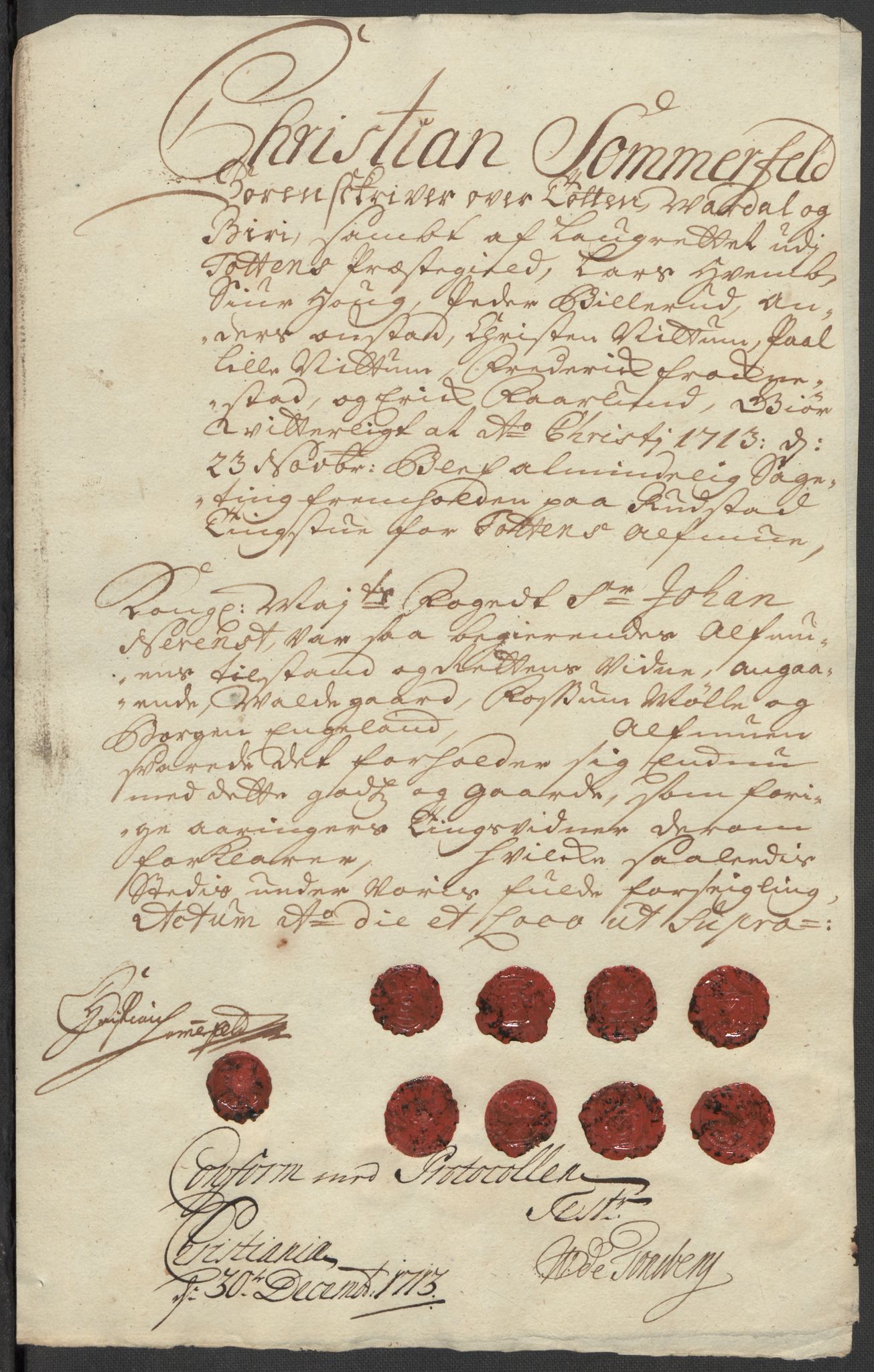 Rentekammeret inntil 1814, Reviderte regnskaper, Fogderegnskap, RA/EA-4092/R18/L1311: Fogderegnskap Hadeland, Toten og Valdres, 1713, p. 254