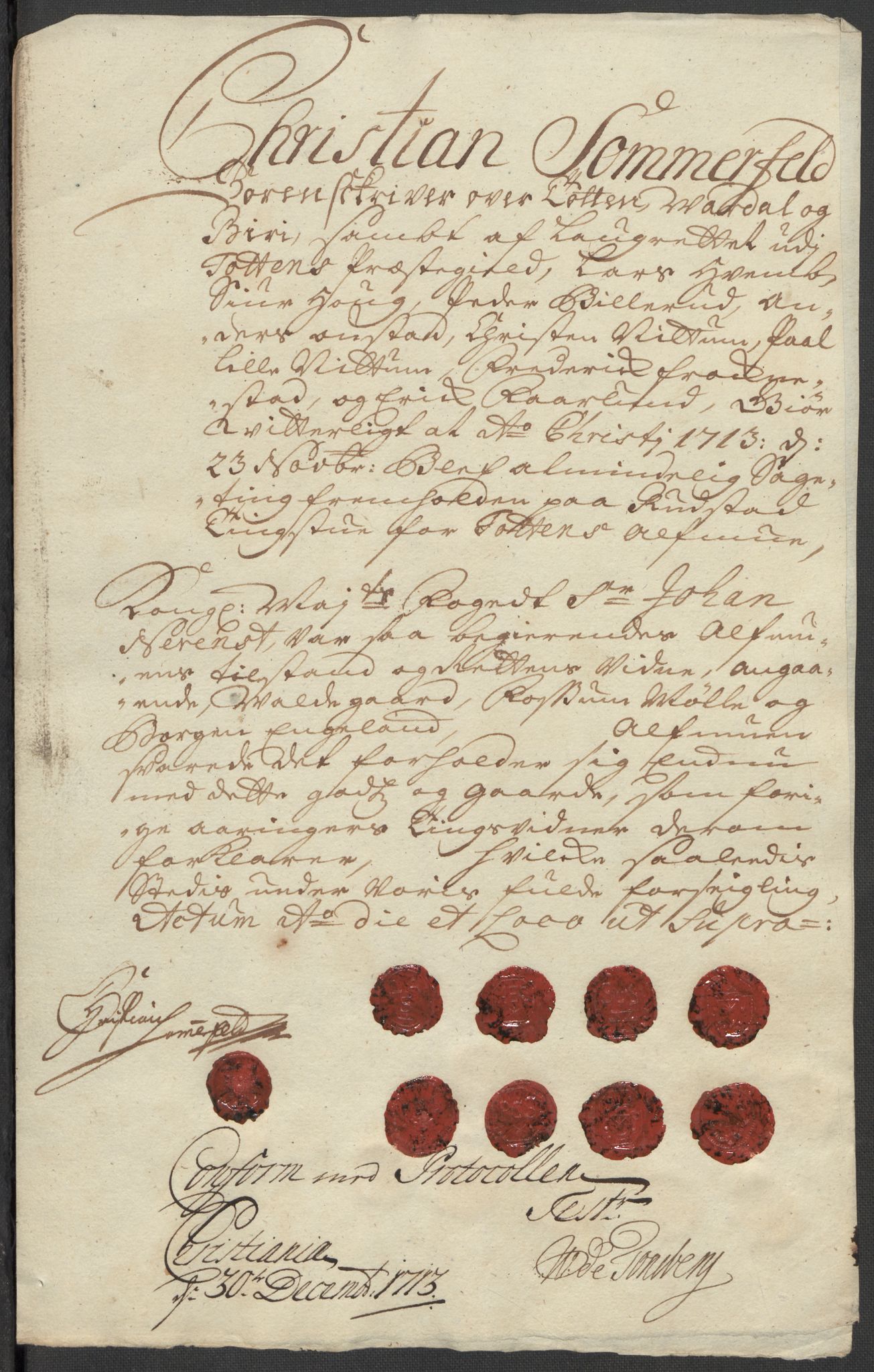 Rentekammeret inntil 1814, Reviderte regnskaper, Fogderegnskap, AV/RA-EA-4092/R18/L1311: Fogderegnskap Hadeland, Toten og Valdres, 1713, p. 254