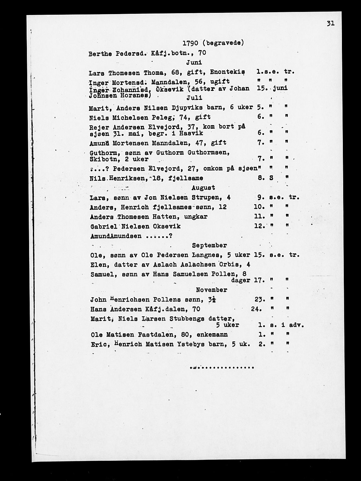 Lyngen sokneprestembete, AV/SATØ-S-1289/H/He/Hea/L0002kirke: Parish register (official) no. 2 og 3 (avskrift), 1782-1790, p. 31