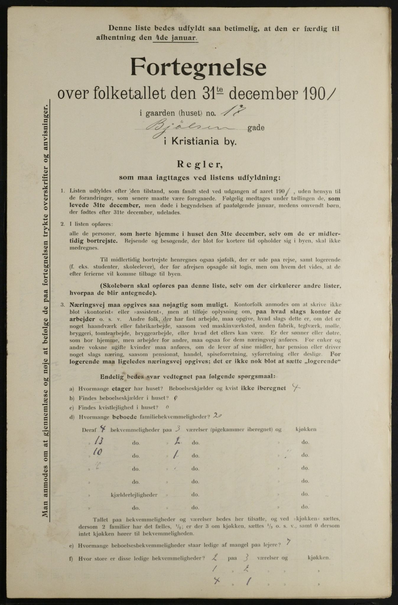 OBA, Municipal Census 1901 for Kristiania, 1901, p. 1087