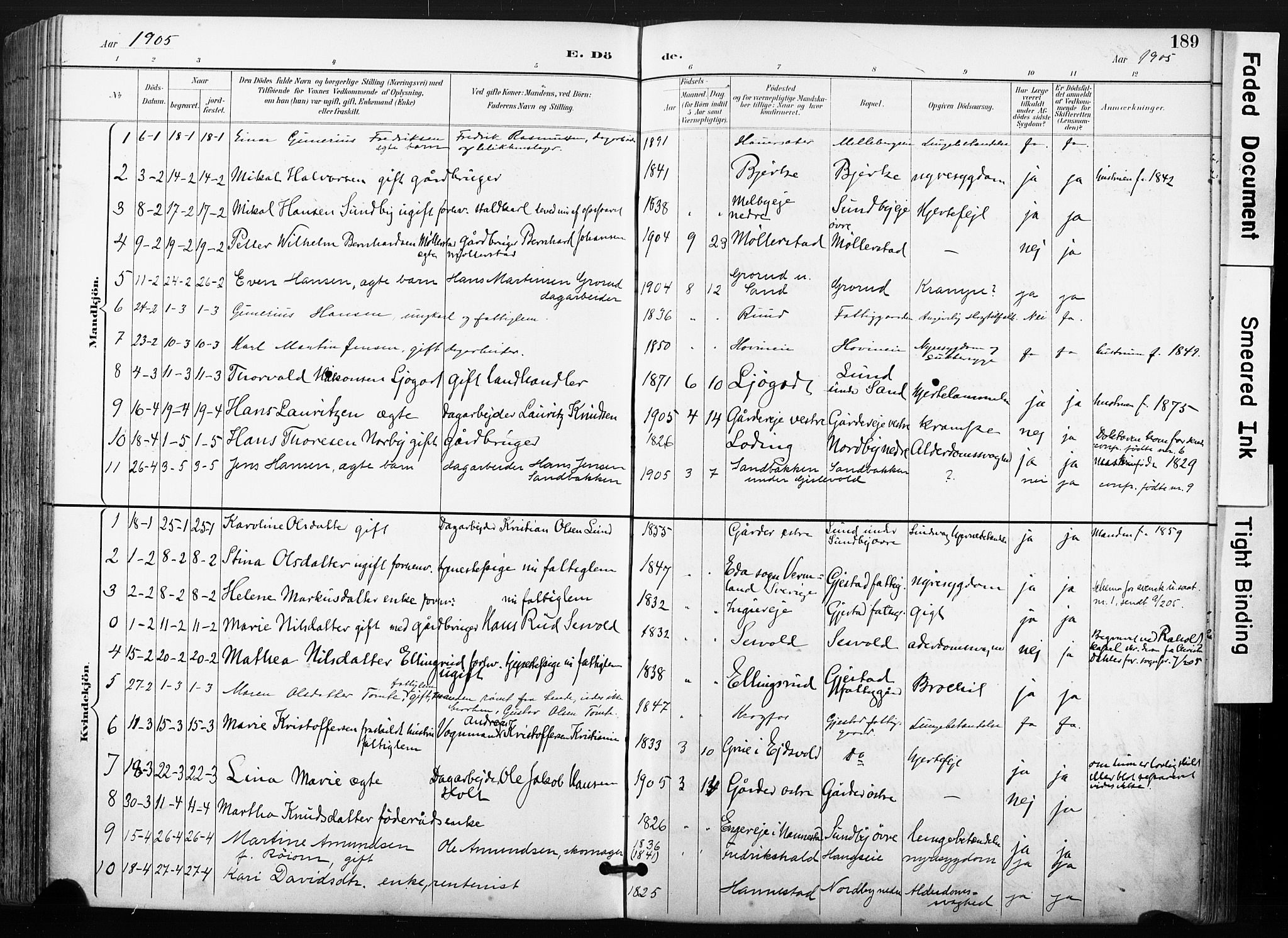 Ullensaker prestekontor Kirkebøker, SAO/A-10236a/F/Fb/L0002: Parish register (official) no. II 2, 1894-1909, p. 189