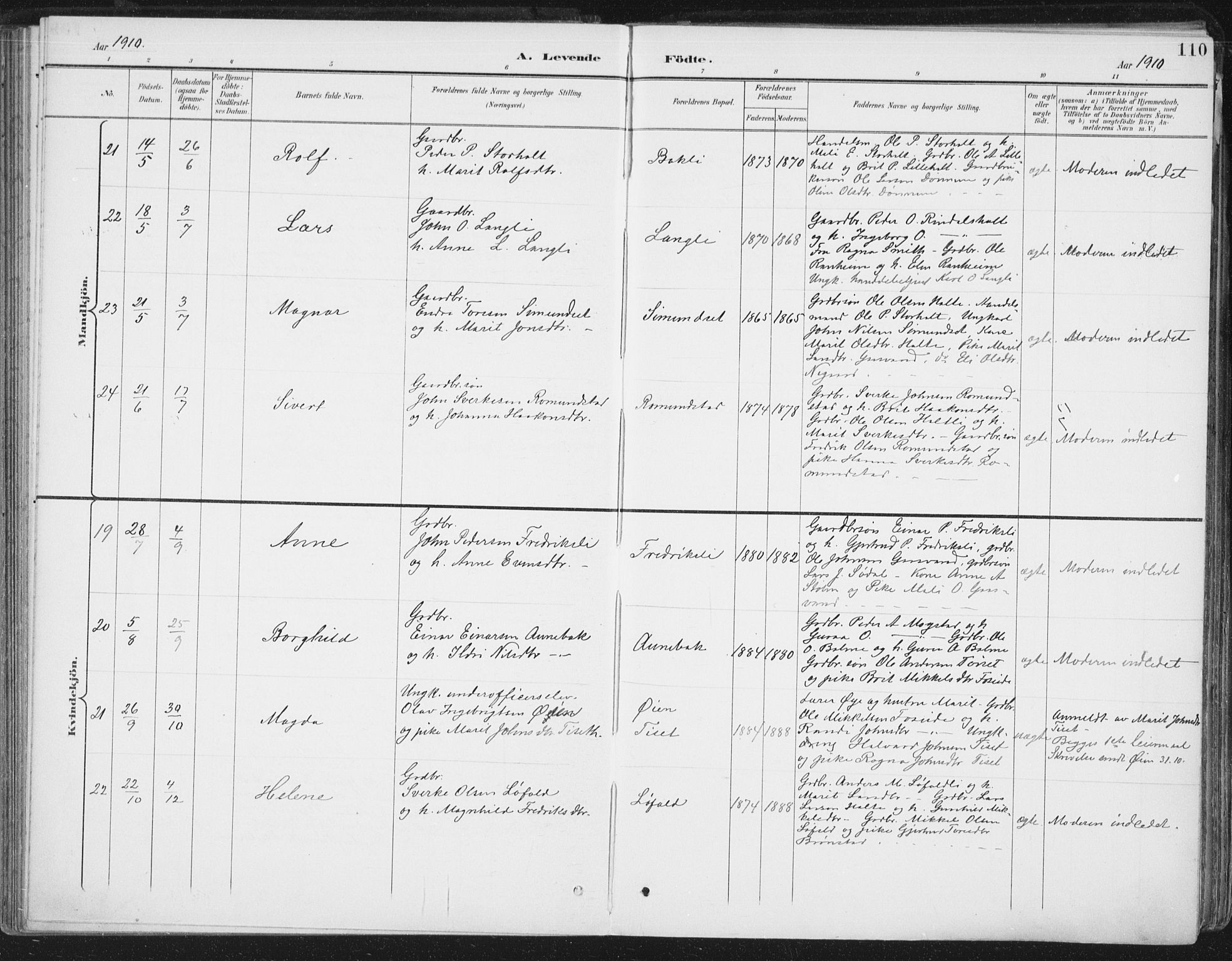 Ministerialprotokoller, klokkerbøker og fødselsregistre - Møre og Romsdal, AV/SAT-A-1454/598/L1072: Parish register (official) no. 598A06, 1896-1910, p. 110