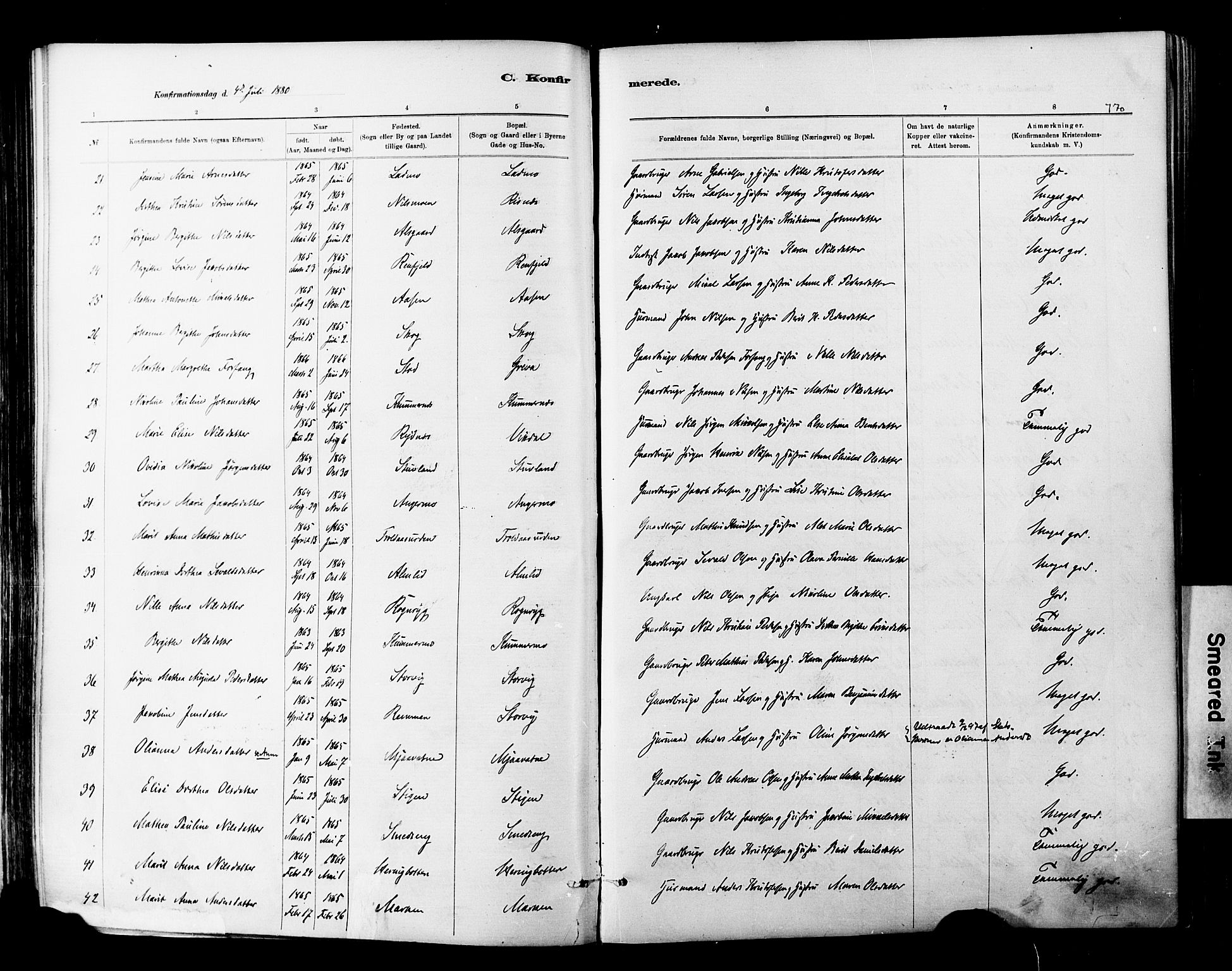 Ministerialprotokoller, klokkerbøker og fødselsregistre - Nordland, SAT/A-1459/820/L0295: Parish register (official) no. 820A16, 1880-1896, p. 170