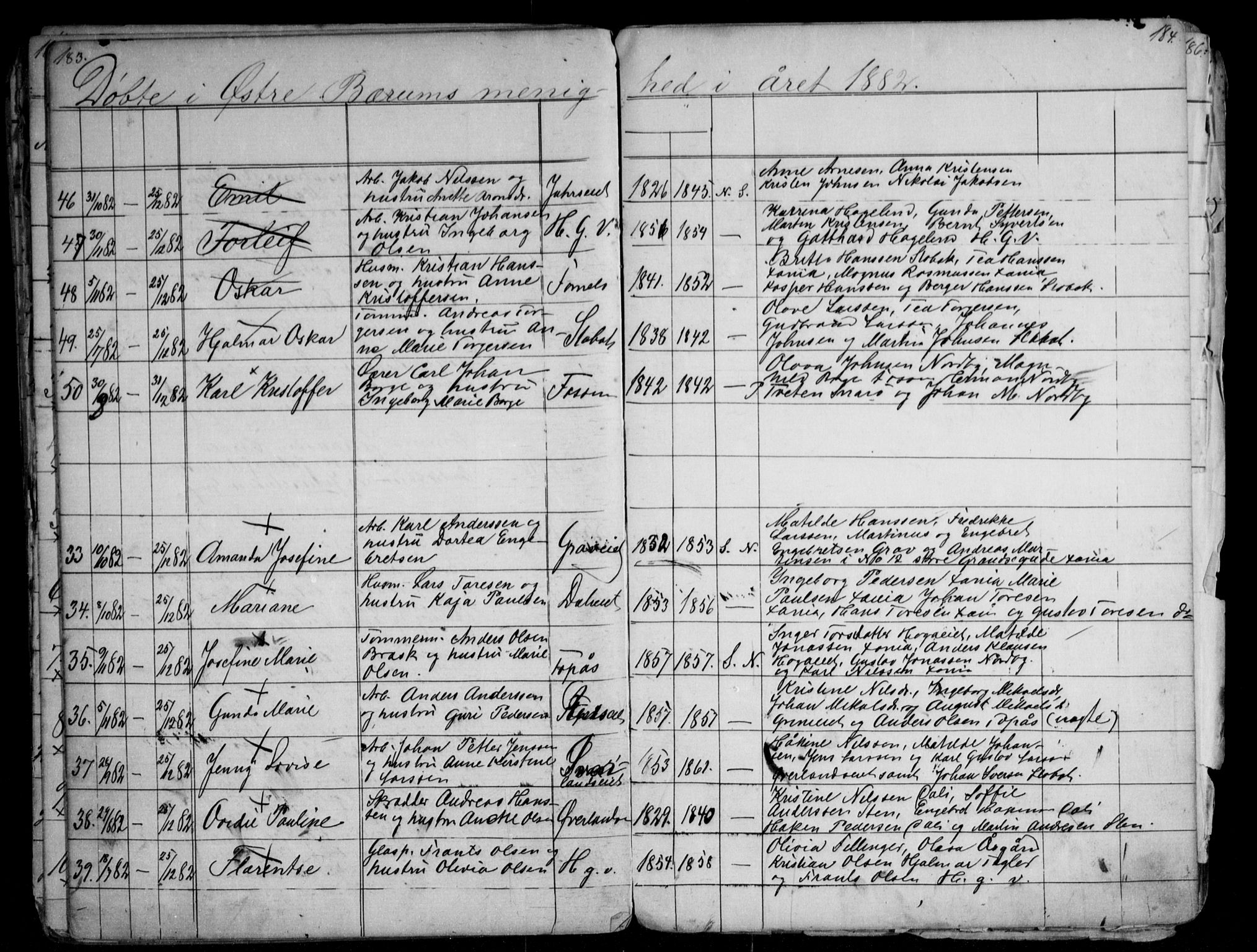 Asker prestekontor Kirkebøker, AV/SAO-A-10256a/G/Gc/L0002: Parish register (copy) no. III 2, 1874-1883, p. 183-184