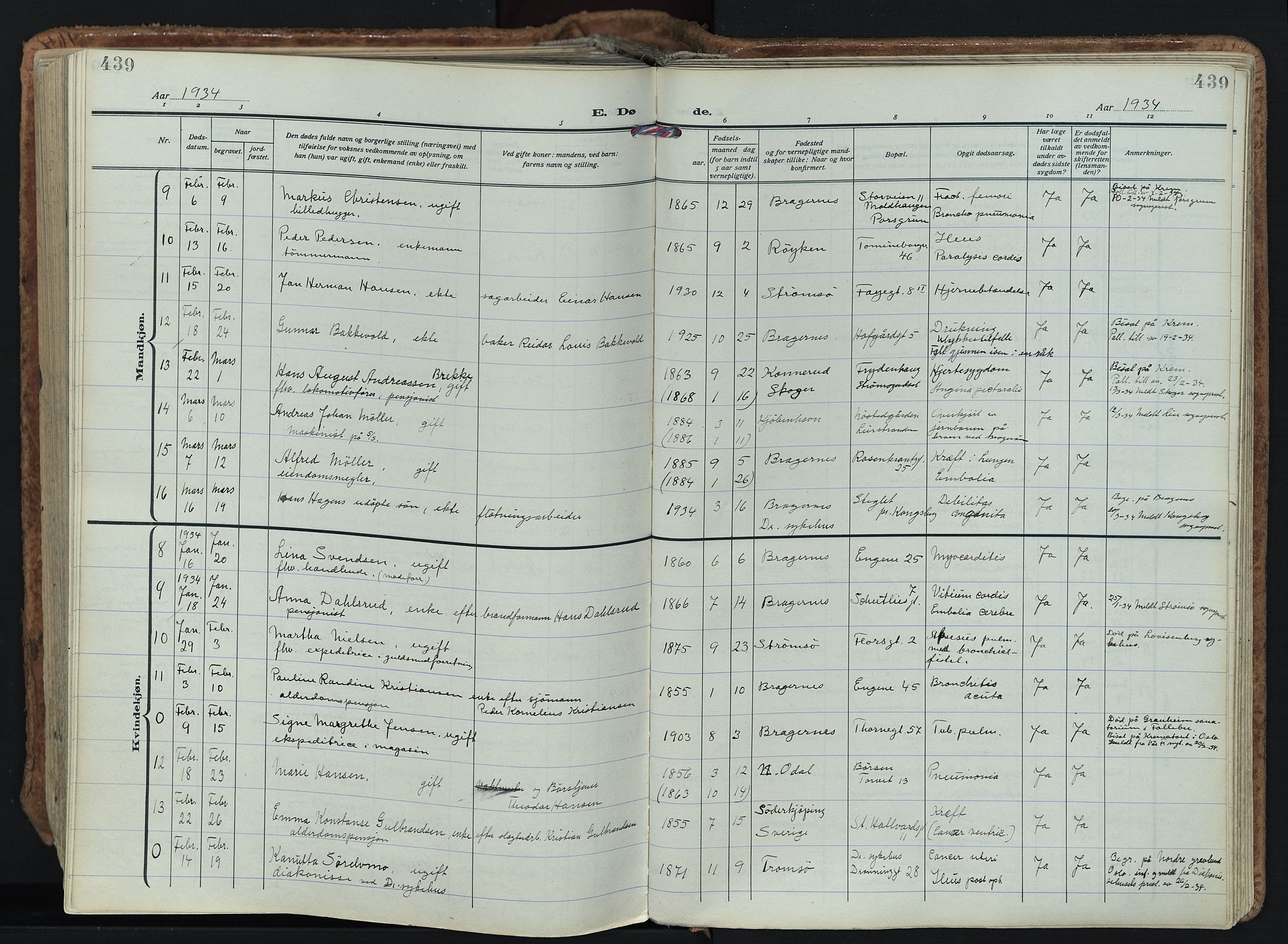 Bragernes kirkebøker, SAKO/A-6/F/Fb/L0011: Parish register (official) no. II 11, 1922-1945, p. 439