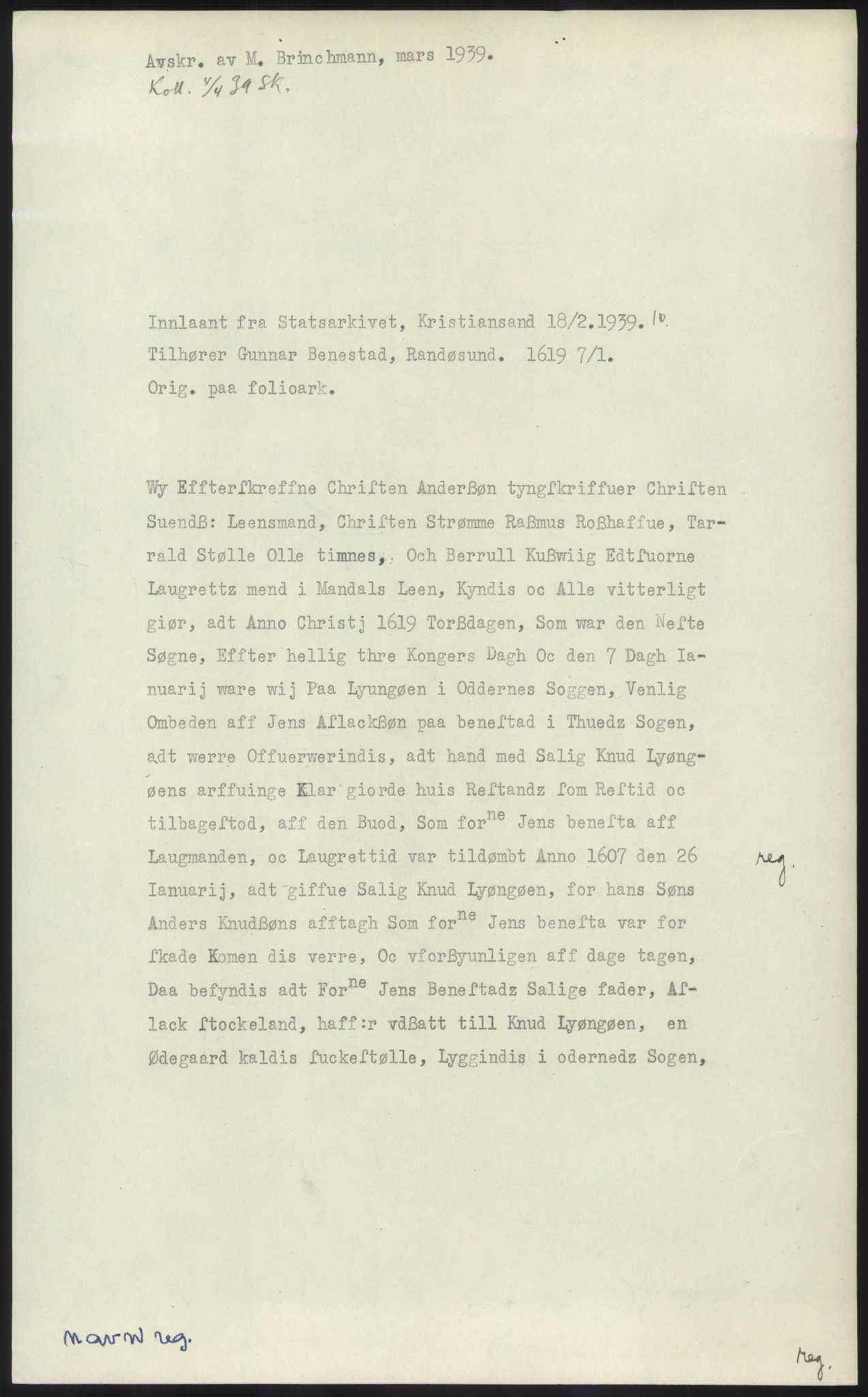 Samlinger til kildeutgivelse, Diplomavskriftsamlingen, RA/EA-4053/H/Ha, p. 616