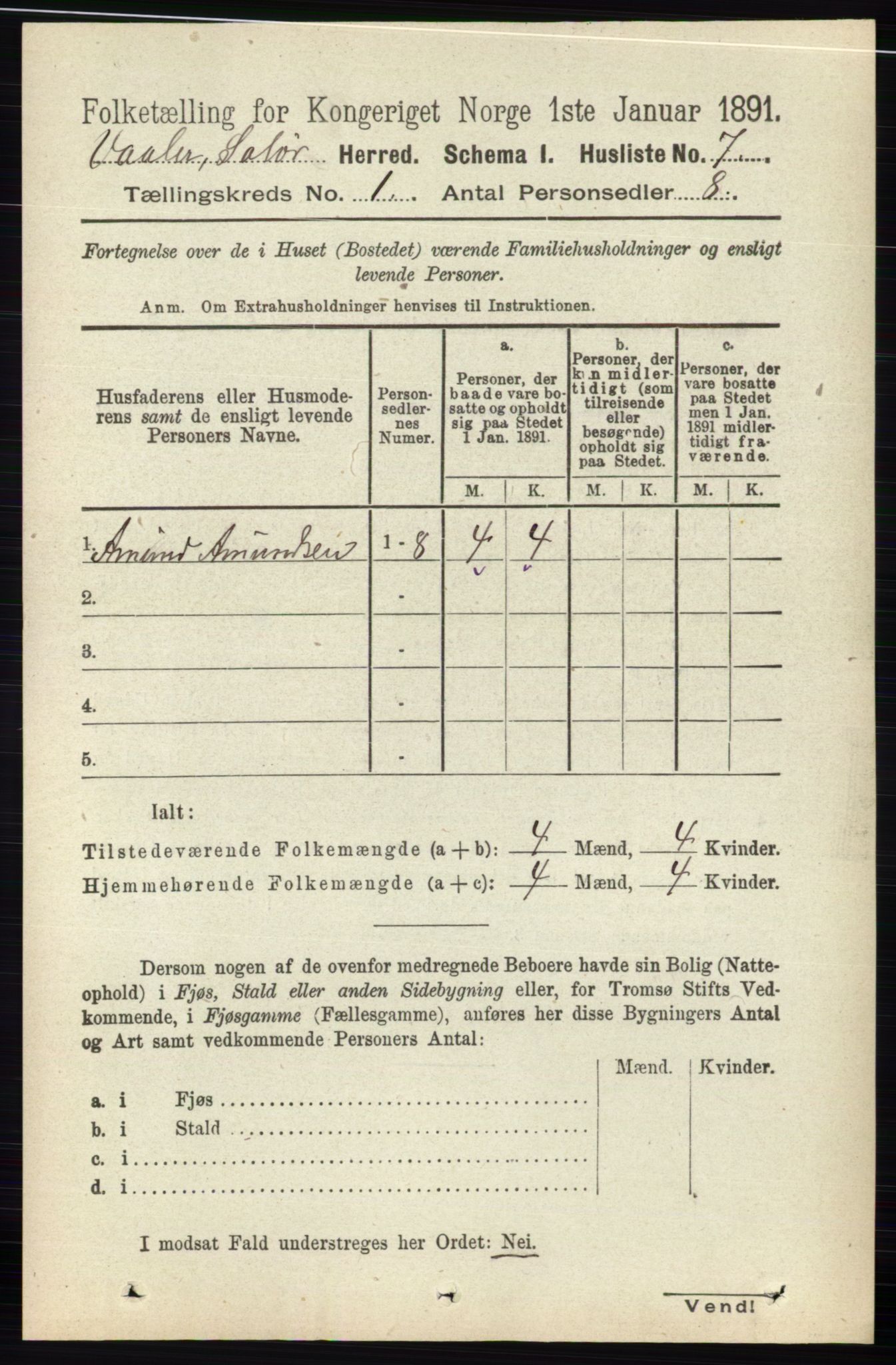 RA, 1891 census for 0426 Våler, 1891, p. 32