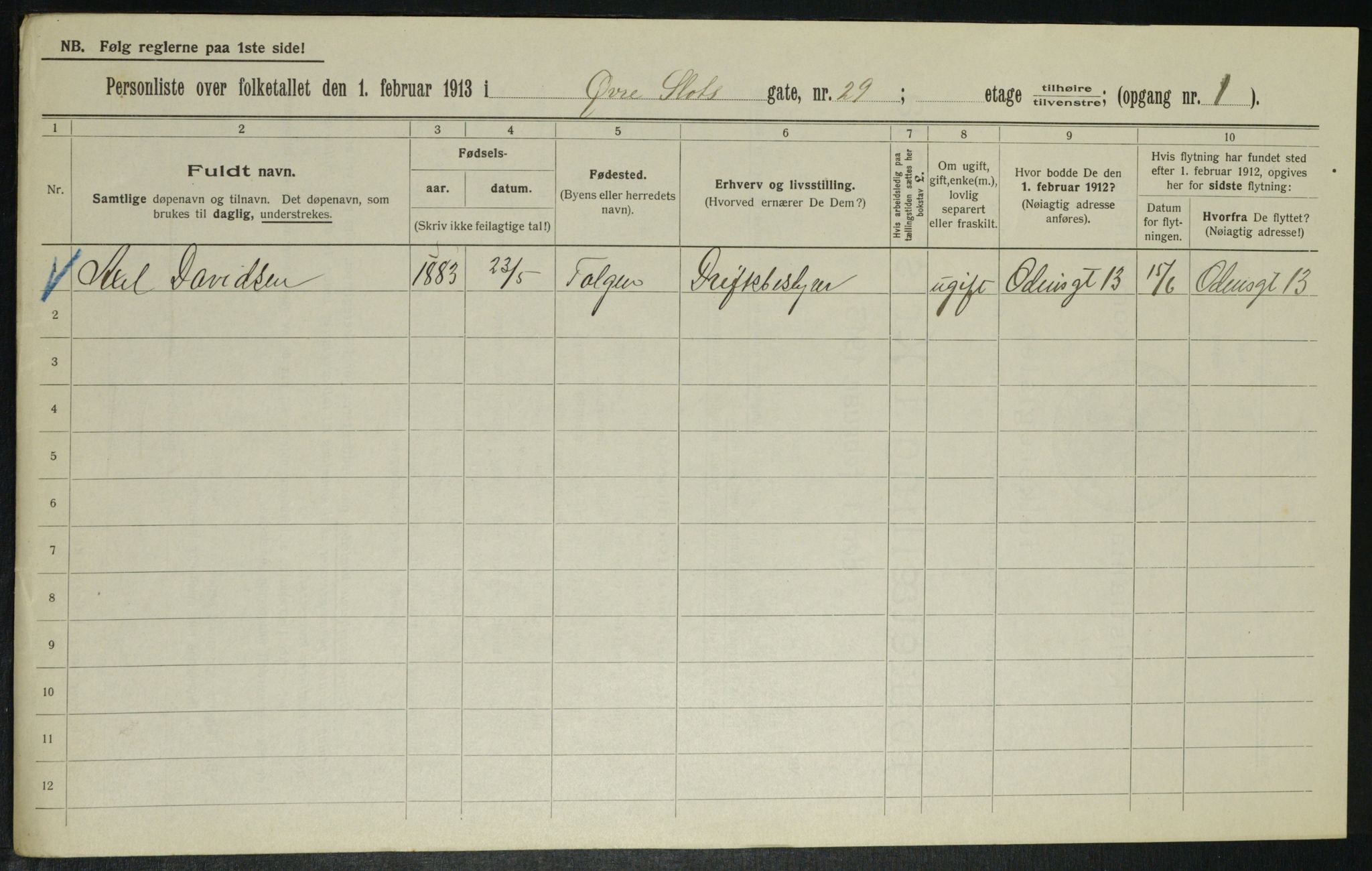 OBA, Municipal Census 1913 for Kristiania, 1913, p. 129924