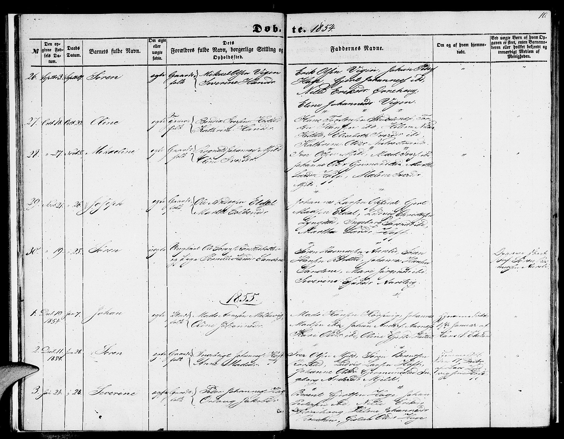 Gaular sokneprestembete, SAB/A-80001/H/Hab: Parish register (copy) no. C 1, 1853-1877, p. 10