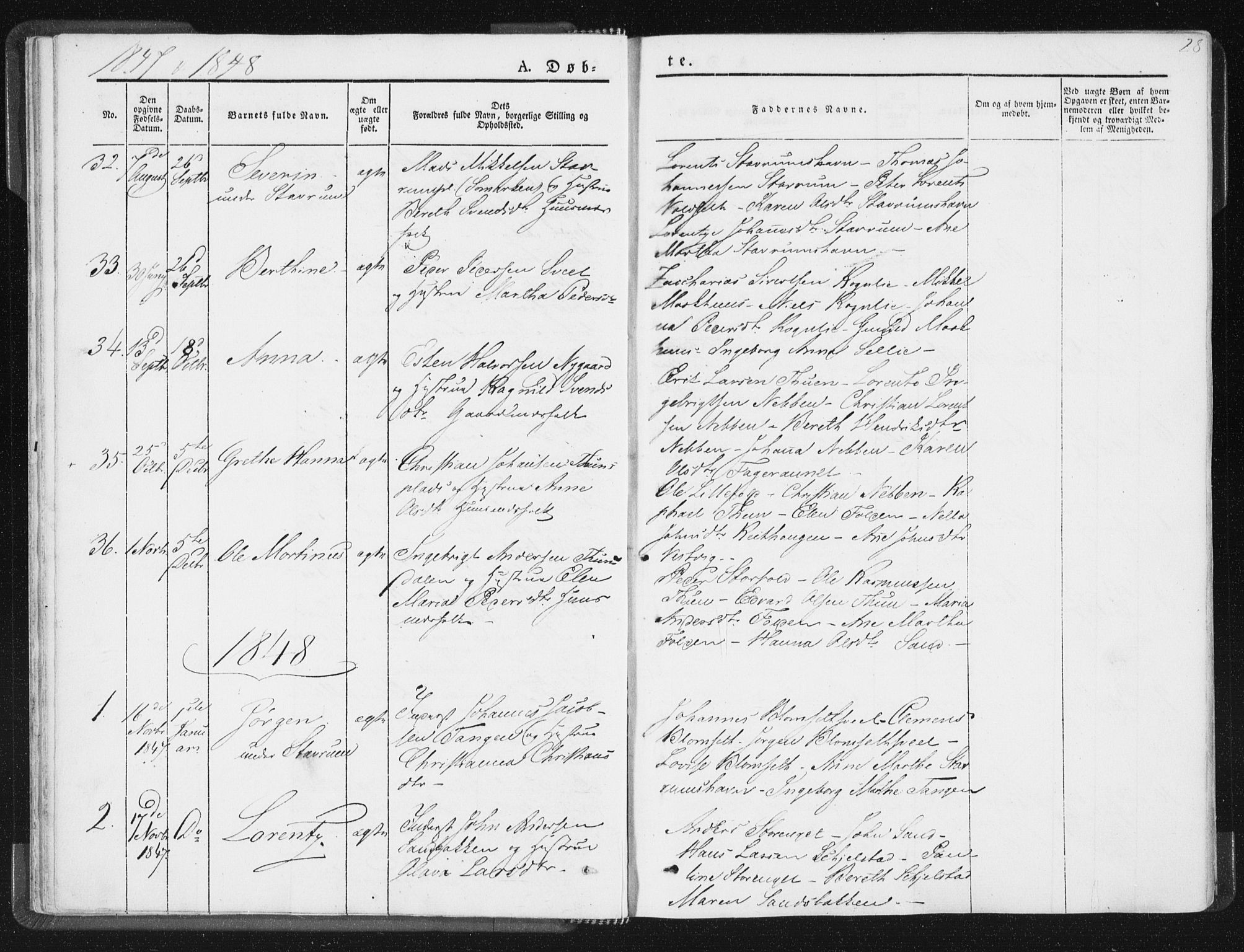 Ministerialprotokoller, klokkerbøker og fødselsregistre - Nord-Trøndelag, SAT/A-1458/744/L0418: Parish register (official) no. 744A02, 1843-1866, p. 28