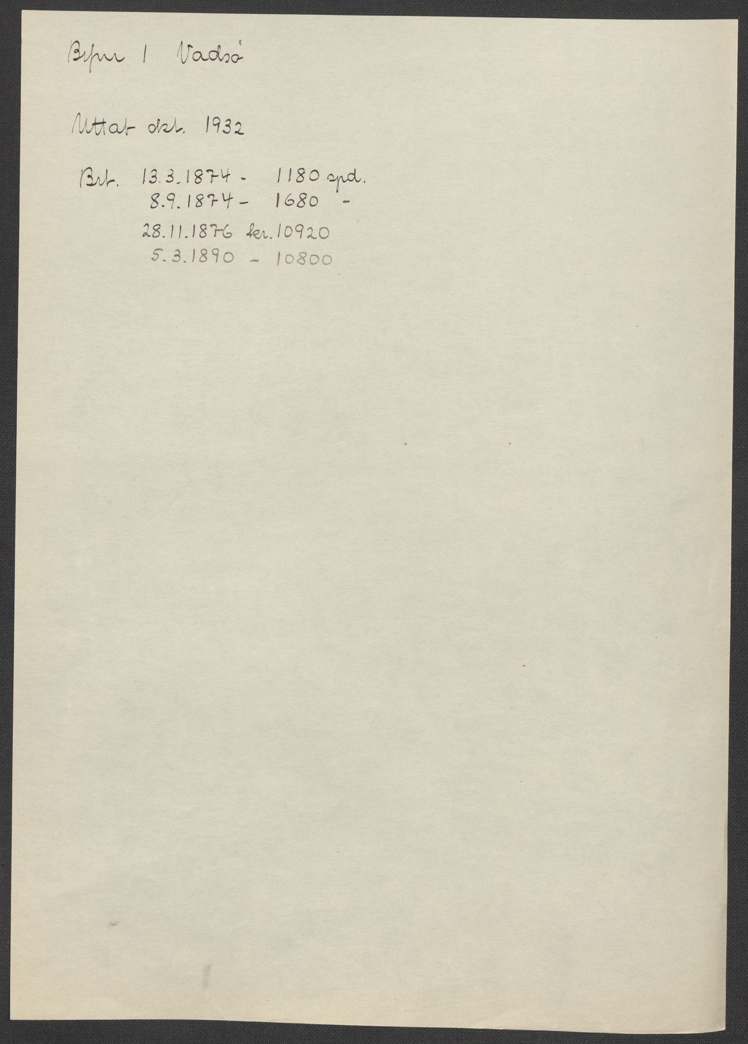 Norges Brannkasse, RA/S-1549/E/Eu/L0007: Branntakster for Vadsø, 1869-1943, p. 365