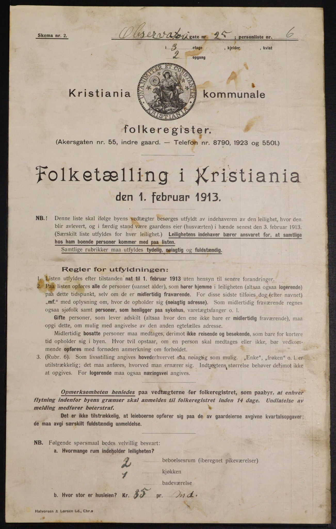 OBA, Municipal Census 1913 for Kristiania, 1913, p. 74479