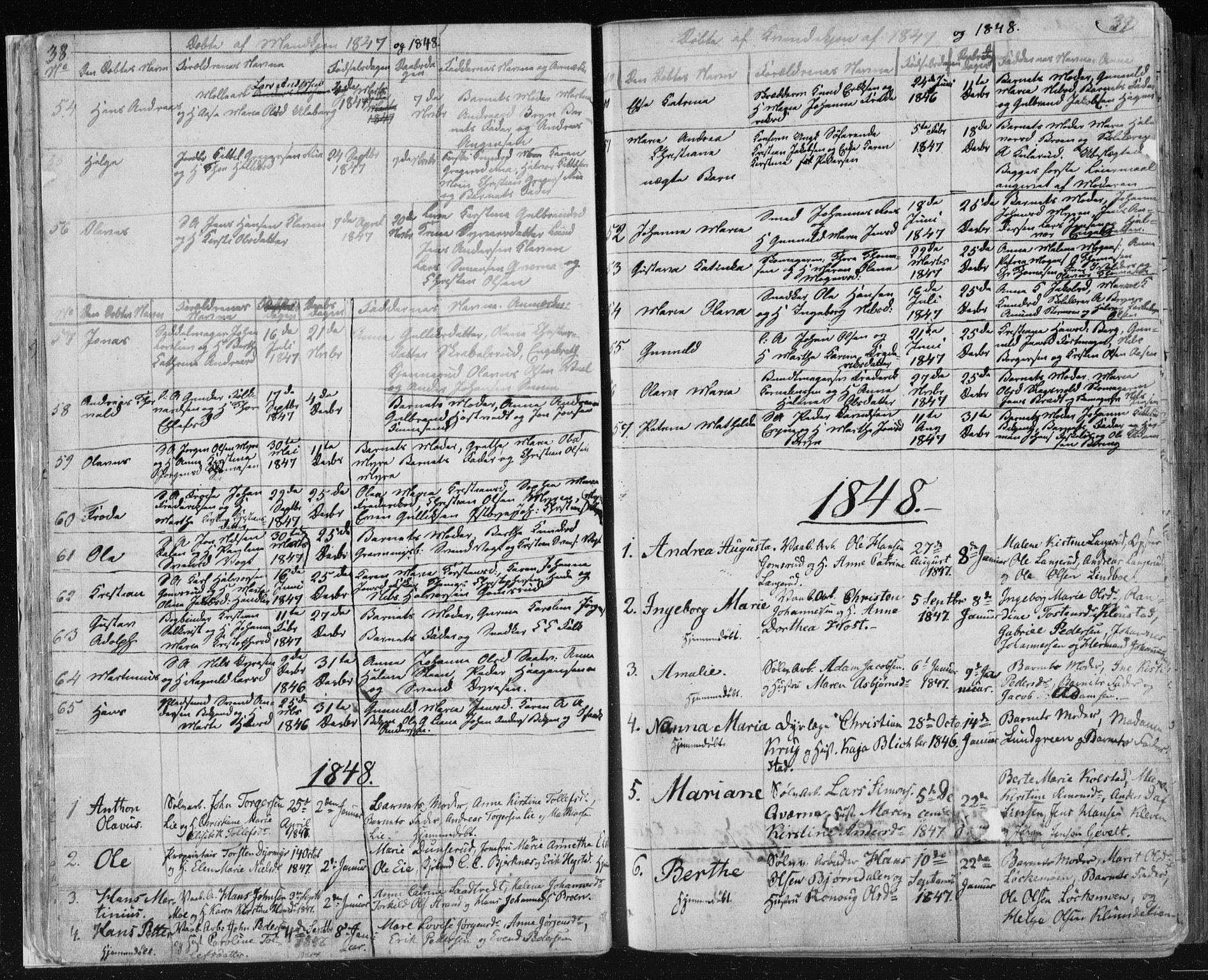 Kongsberg kirkebøker, SAKO/A-22/F/Fa/L0009: Parish register (official) no. I 9, 1839-1858, p. 38-39