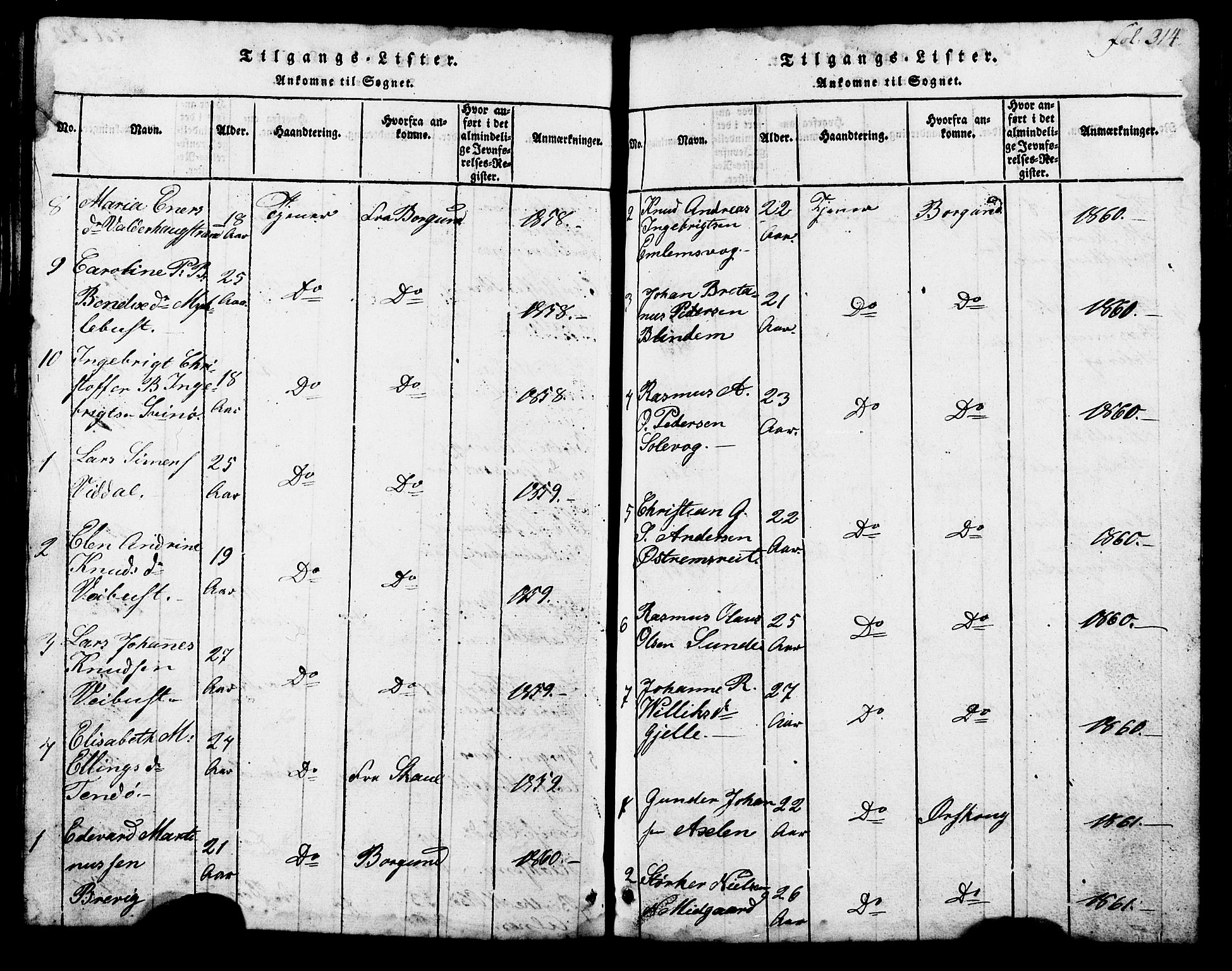 Ministerialprotokoller, klokkerbøker og fødselsregistre - Møre og Romsdal, SAT/A-1454/537/L0520: Parish register (copy) no. 537C01, 1819-1868, p. 314