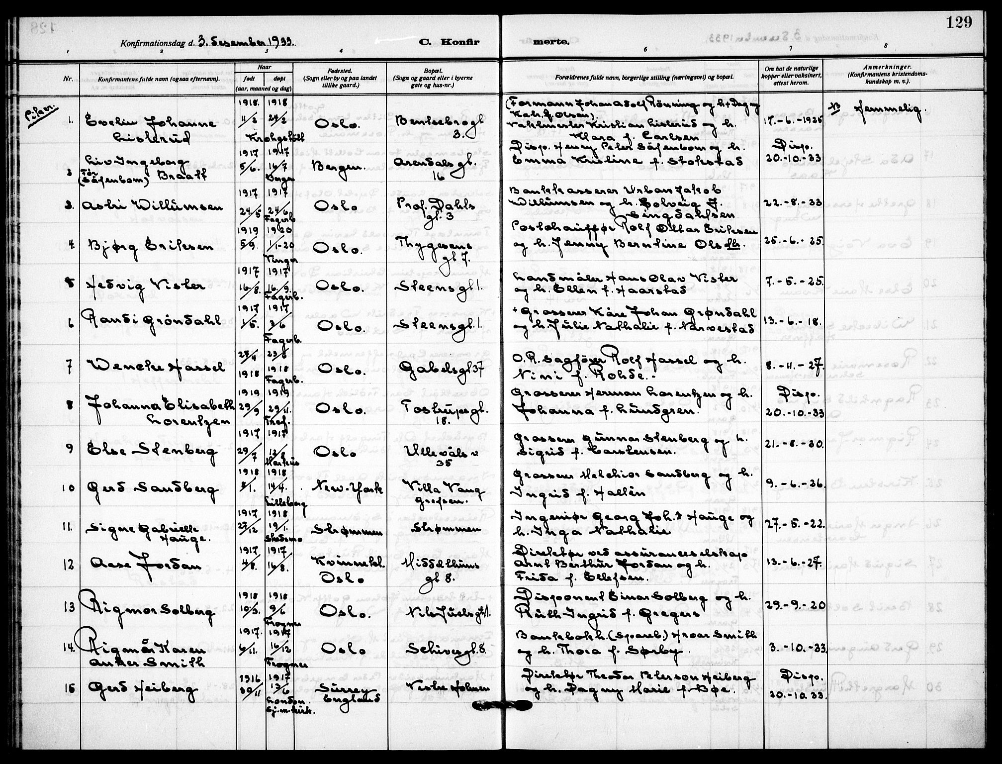 Garnisonsmenigheten Kirkebøker, AV/SAO-A-10846/F/Fa/L0017: Parish register (official) no. 17, 1926-1937, p. 129