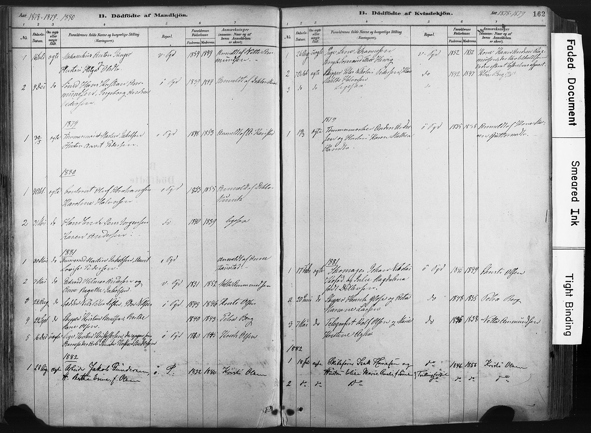 Porsgrunn kirkebøker , AV/SAKO-A-104/F/Fa/L0008: Parish register (official) no. 8, 1878-1895, p. 162