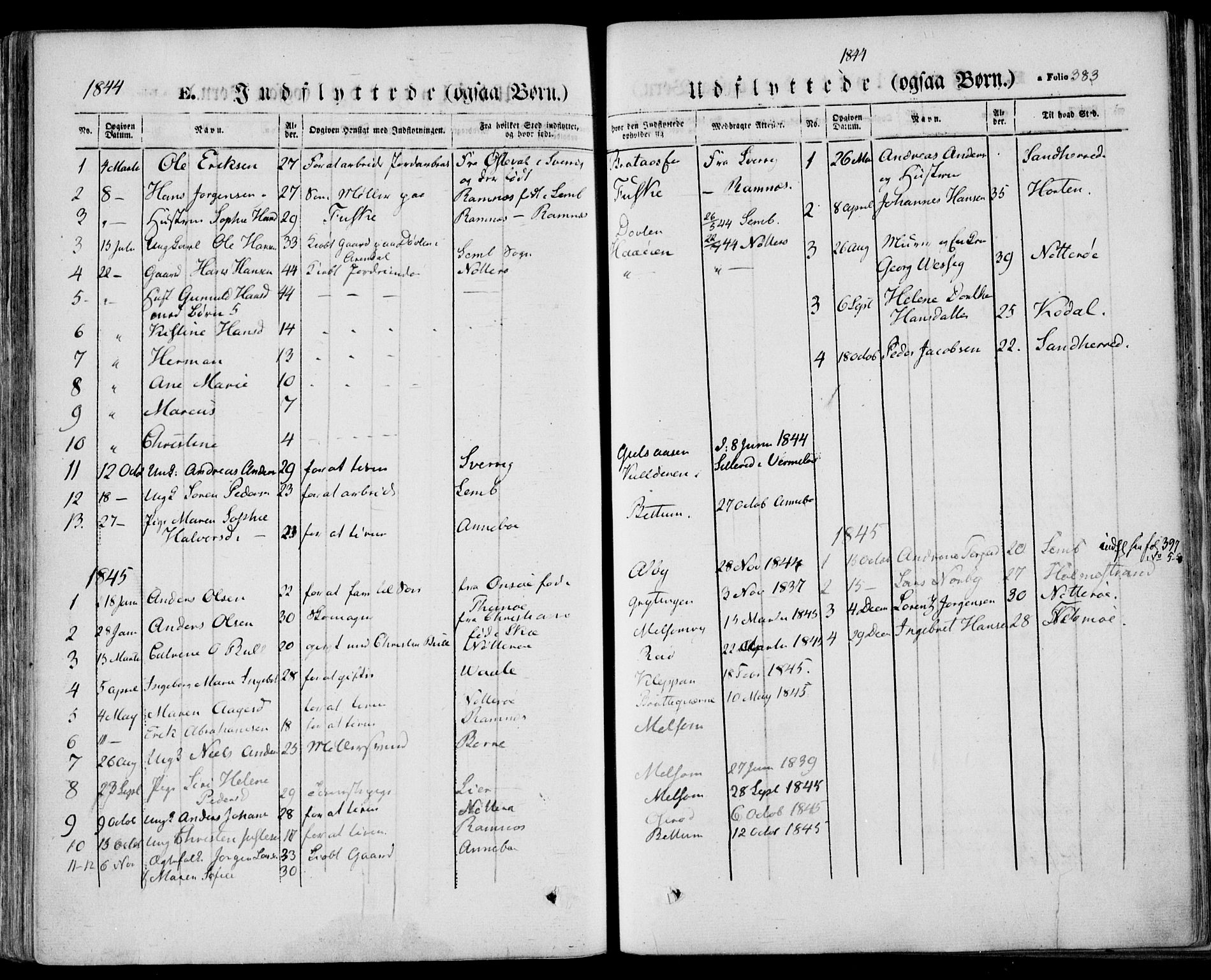 Stokke kirkebøker, AV/SAKO-A-320/F/Fa/L0007: Parish register (official) no. I 7, 1844-1857, p. 383