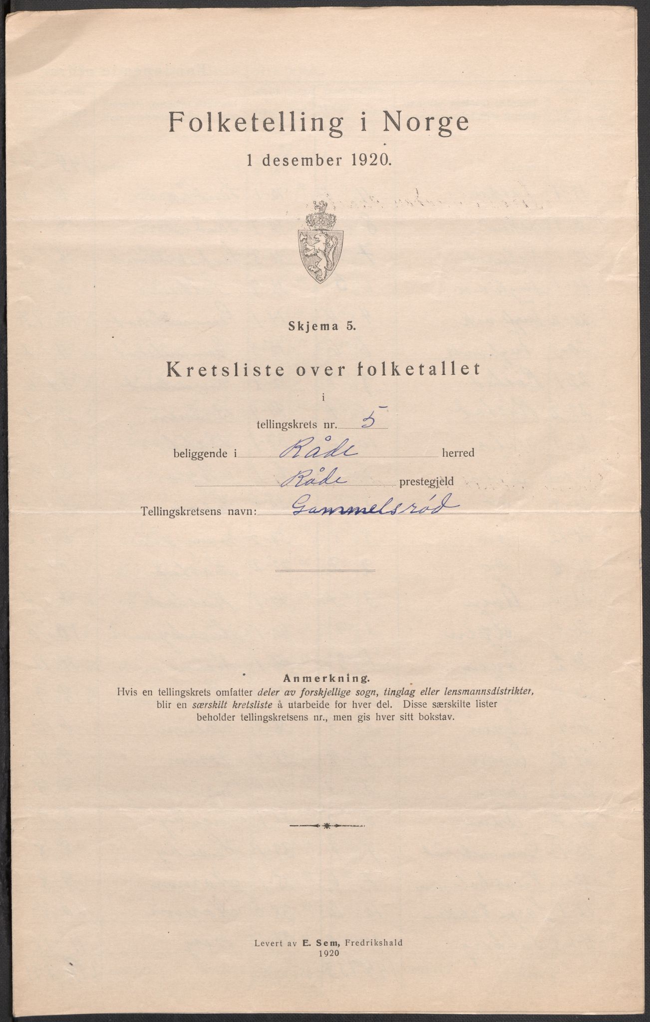 SAO, 1920 census for Råde, 1920, p. 25