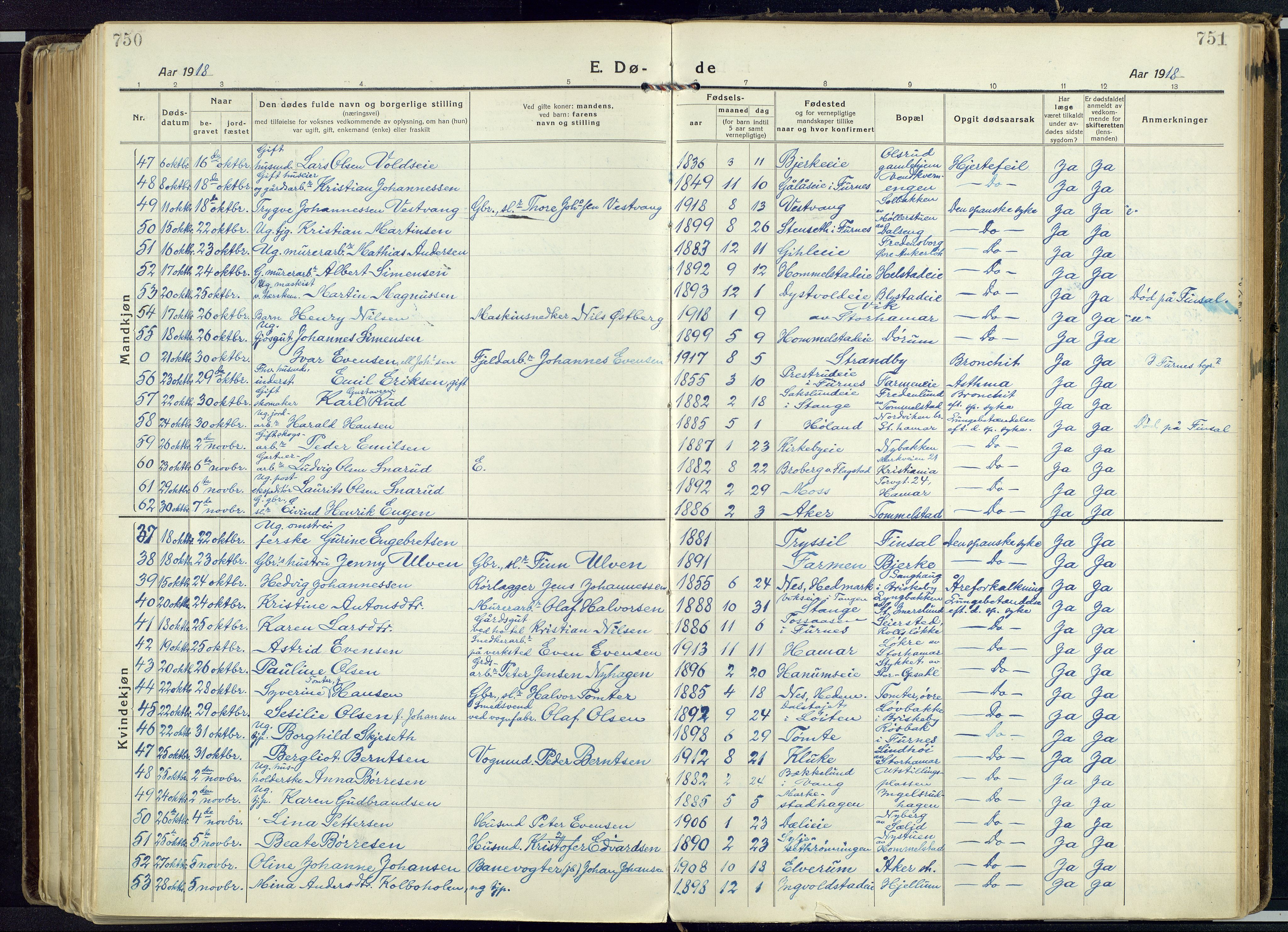 Vang prestekontor, Hedmark, AV/SAH-PREST-008/H/Ha/Haa/L0022: Parish register (official) no. 22, 1918-1944, p. 750-751