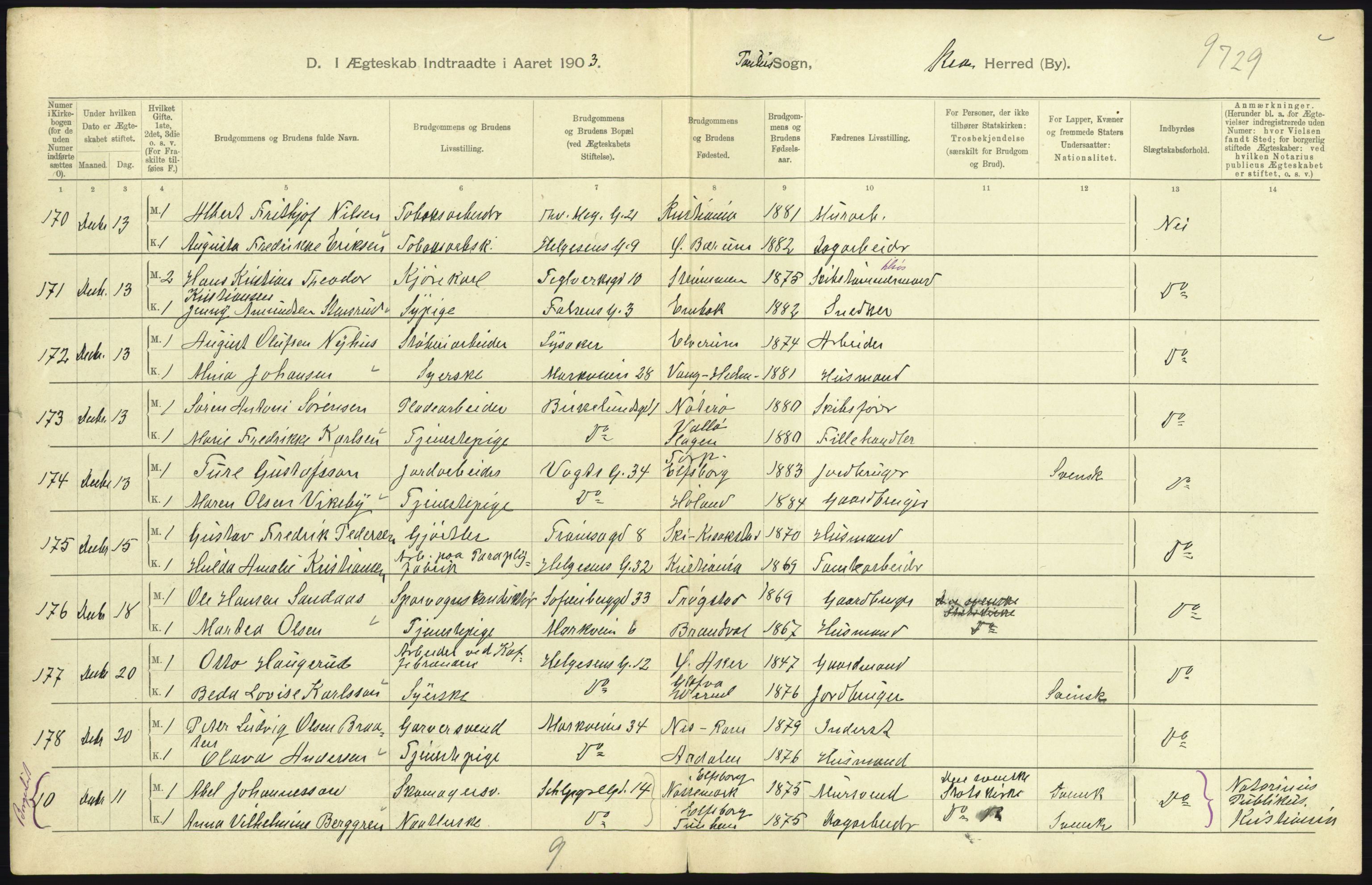 Statistisk sentralbyrå, Sosiodemografiske emner, Befolkning, AV/RA-S-2228/D/Df/Dfa/Dfaa/L0004: Kristiania: Gifte, døde, 1903, p. 477