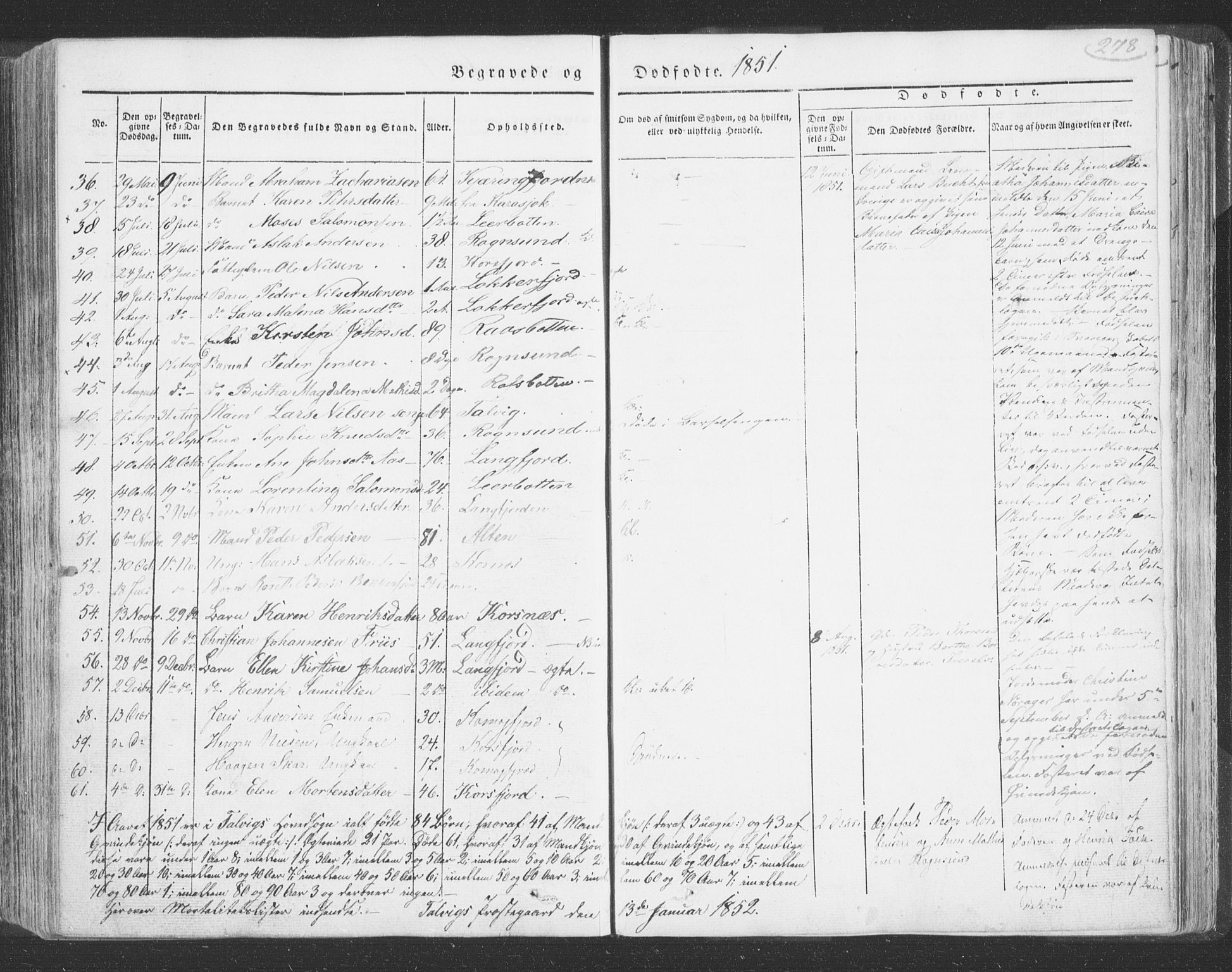 Talvik sokneprestkontor, SATØ/S-1337/H/Ha/L0009kirke: Parish register (official) no. 9, 1837-1852, p. 278