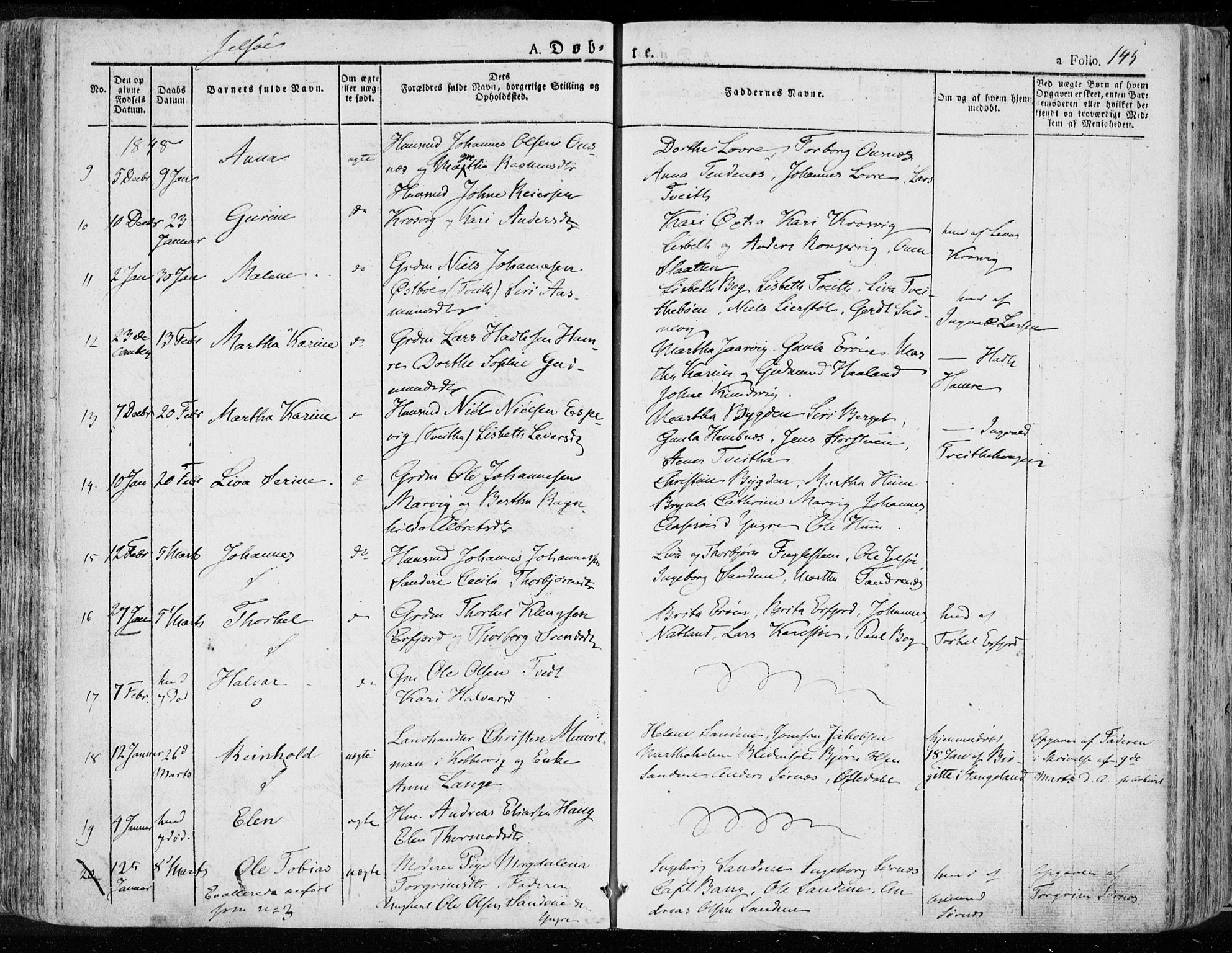 Jelsa sokneprestkontor, AV/SAST-A-101842/01/IV: Parish register (official) no. A 6.1, 1828-1853, p. 145