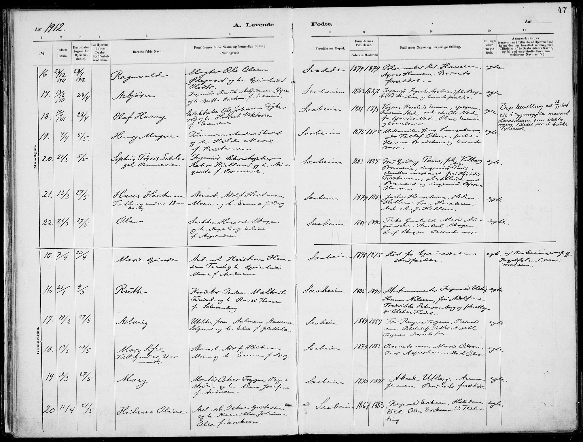 Rjukan kirkebøker, SAKO/A-294/F/Fa/L0001: Parish register (official) no. 1, 1878-1912, p. 47