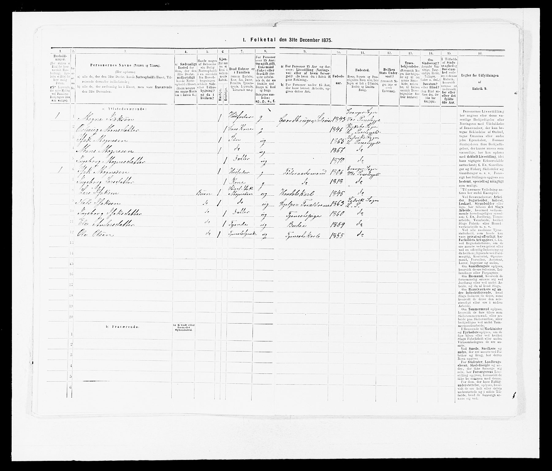 SAB, 1875 census for 1415P Lavik, 1875, p. 223