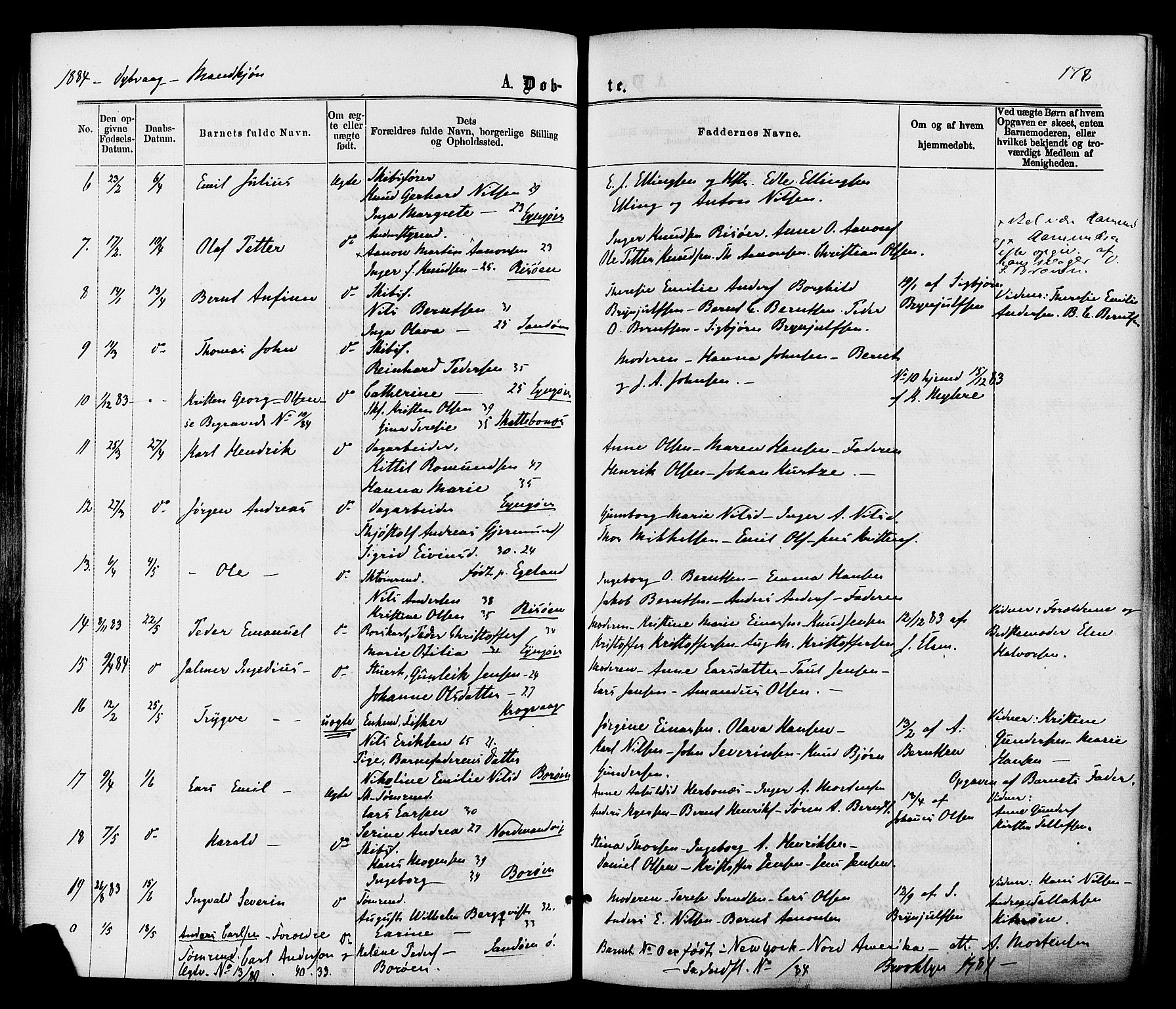 Dypvåg sokneprestkontor, AV/SAK-1111-0007/F/Fa/Faa/L0007: Parish register (official) no. A 7/ 1, 1872-1884, p. 178