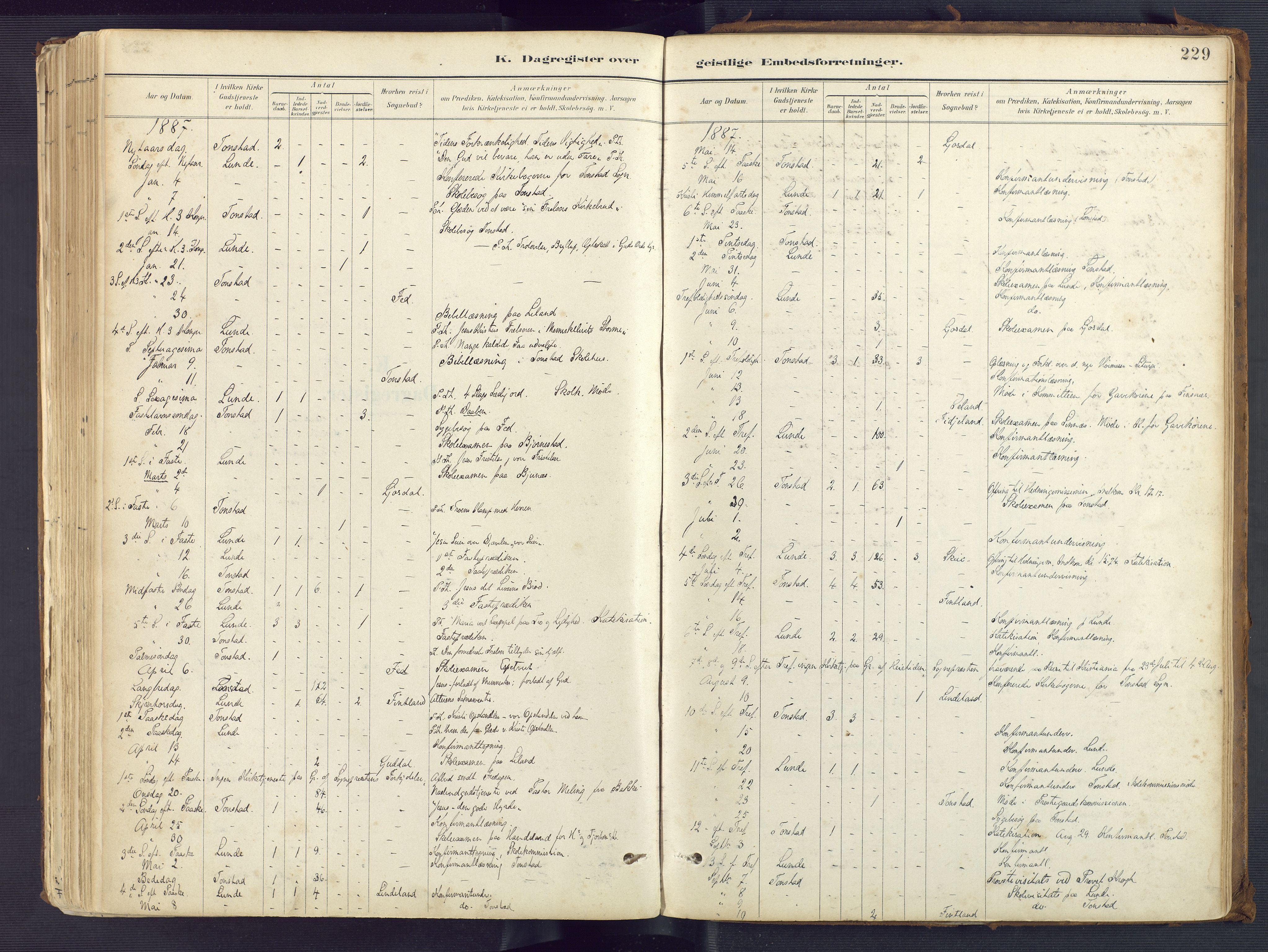 Sirdal sokneprestkontor, SAK/1111-0036/F/Fa/Fab/L0004: Parish register (official) no. A 4, 1887-1919, p. 229