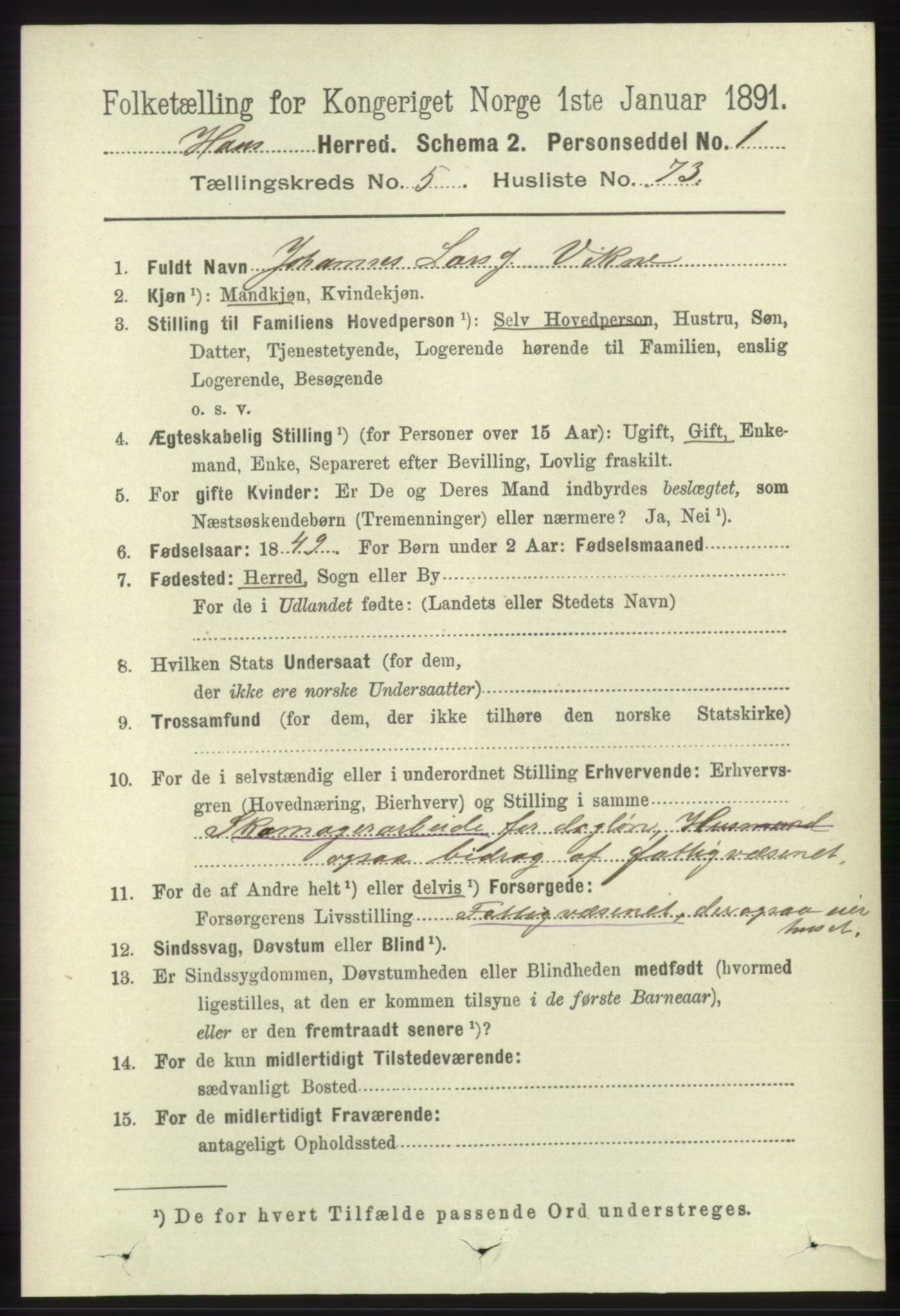 RA, 1891 census for 1250 Haus, 1891, p. 2260