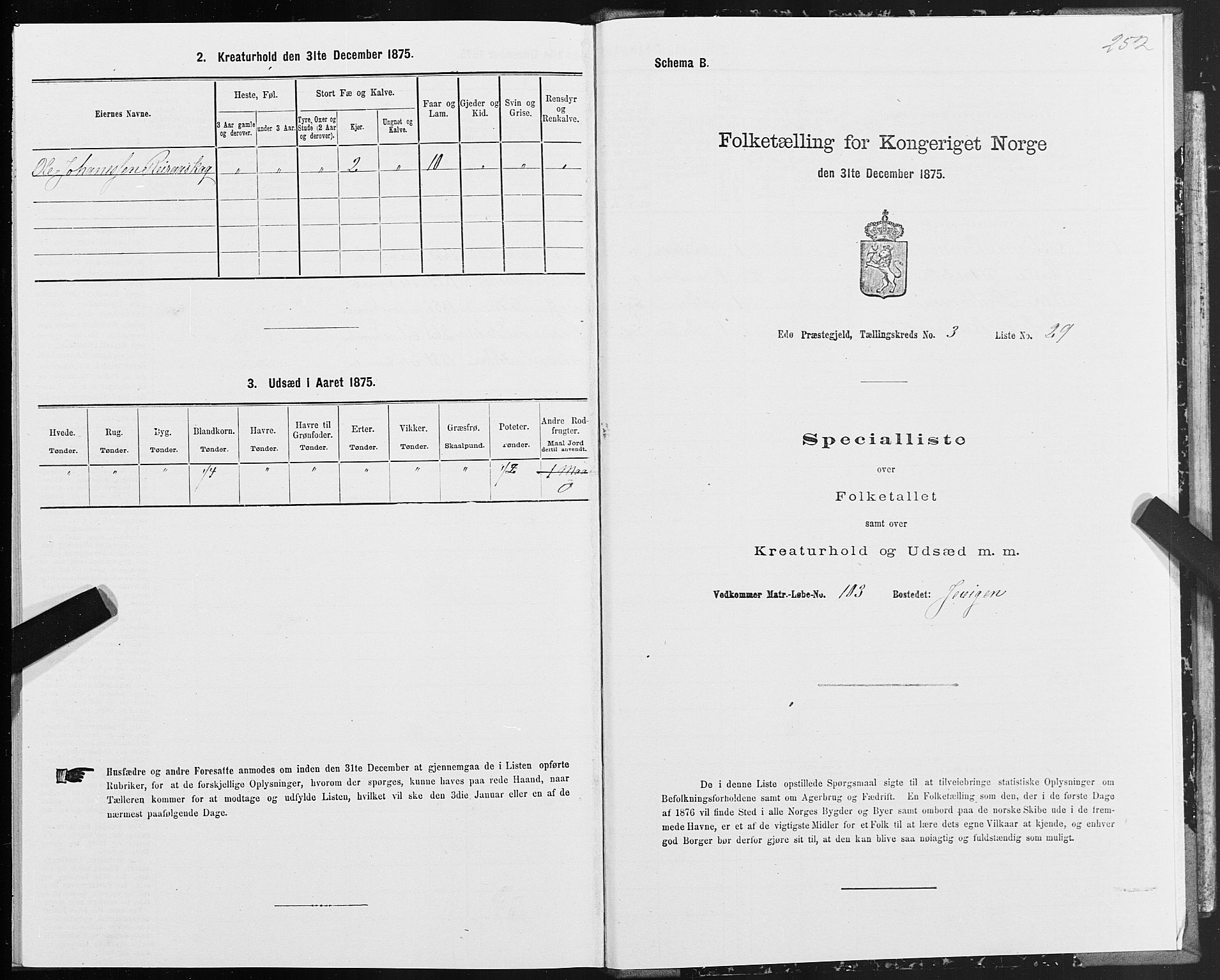 SAT, 1875 census for 1573P Edøy, 1875, p. 1252