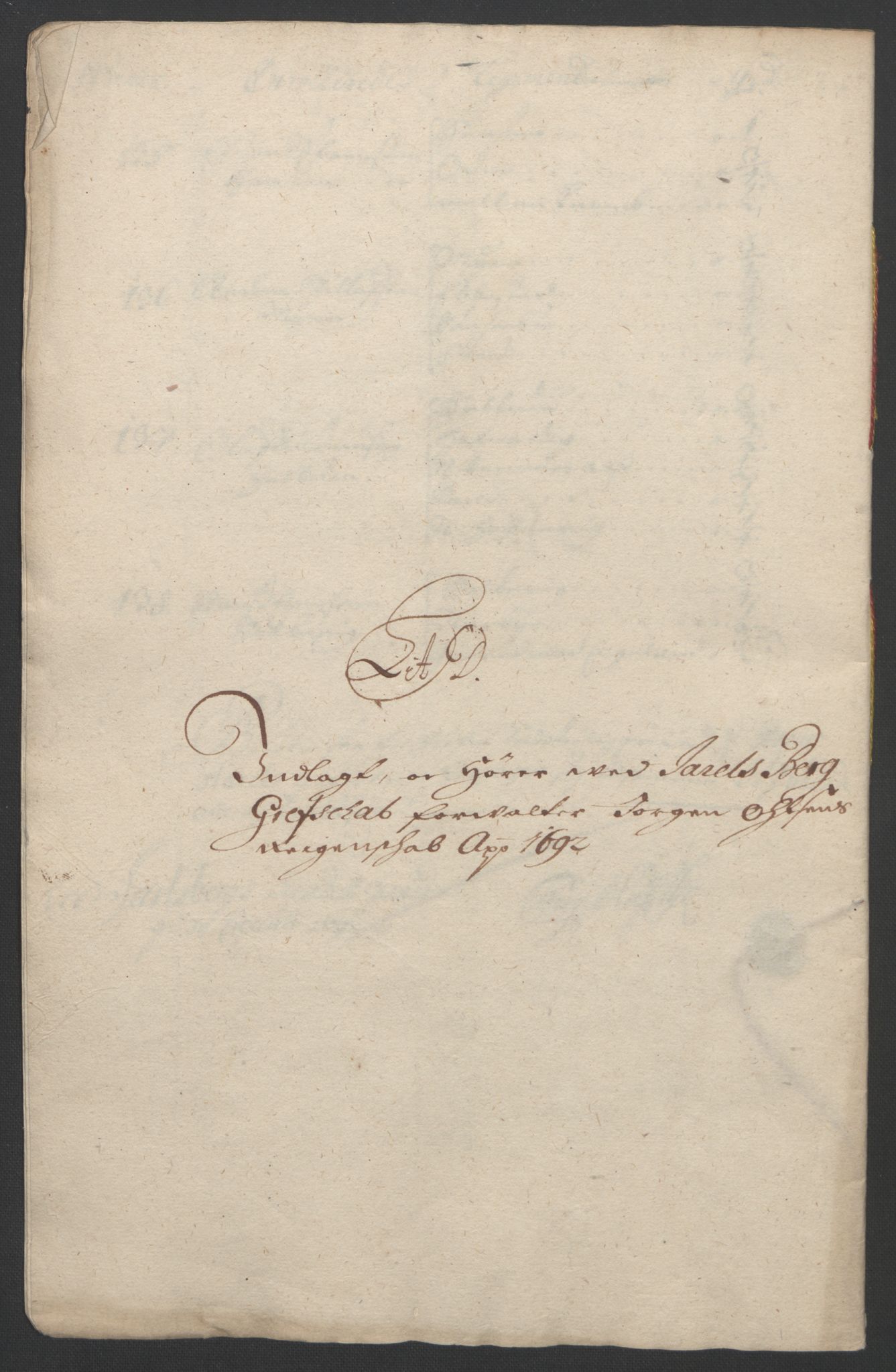 Rentekammeret inntil 1814, Reviderte regnskaper, Fogderegnskap, RA/EA-4092/R32/L1865: Fogderegnskap Jarlsberg grevskap, 1692, p. 216