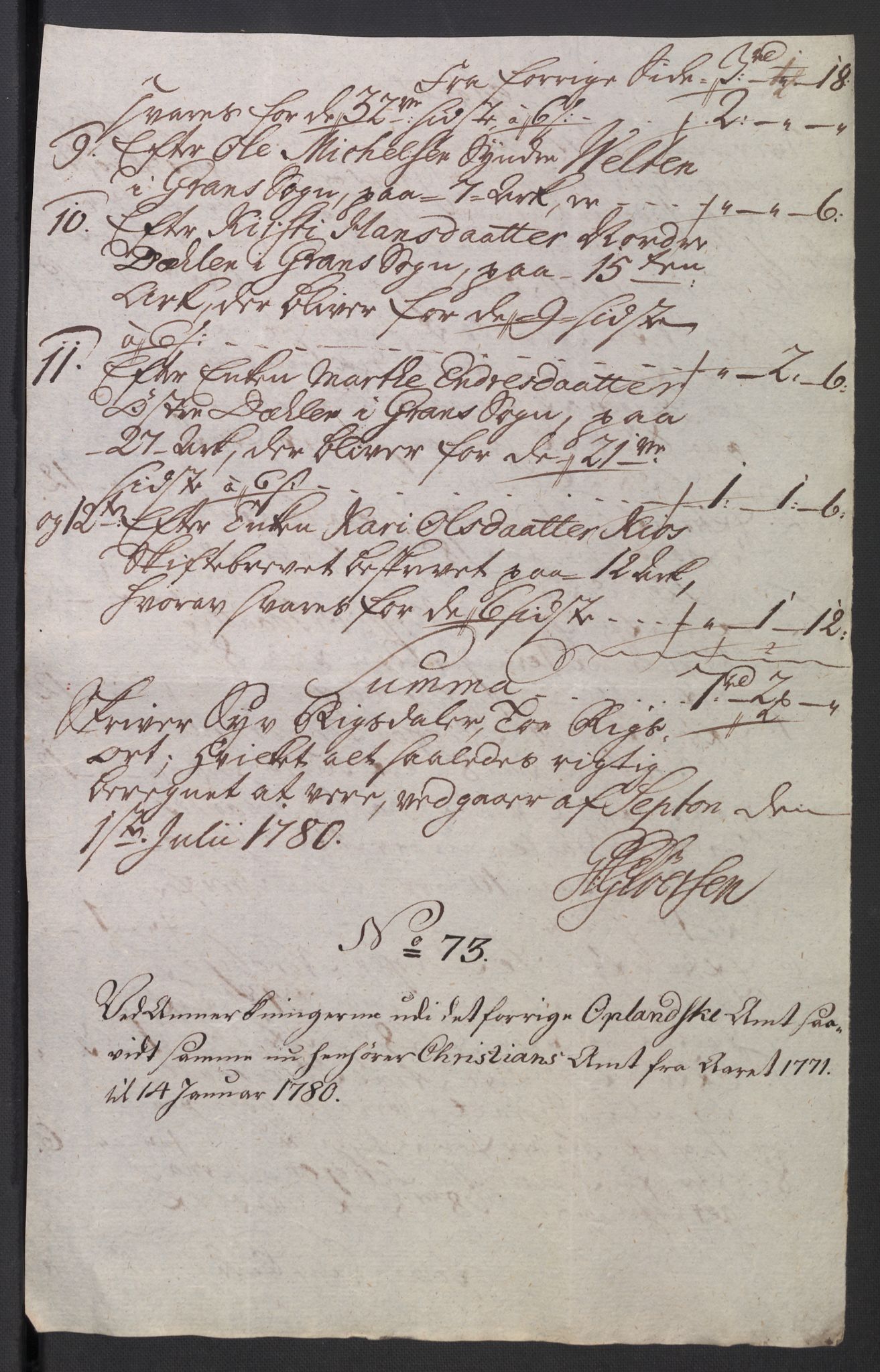 Rentekammeret inntil 1814, Reviderte regnskaper, Mindre regnskaper, AV/RA-EA-4068/Rb/L0014: Opplands amt, 1771-1779, p. 802