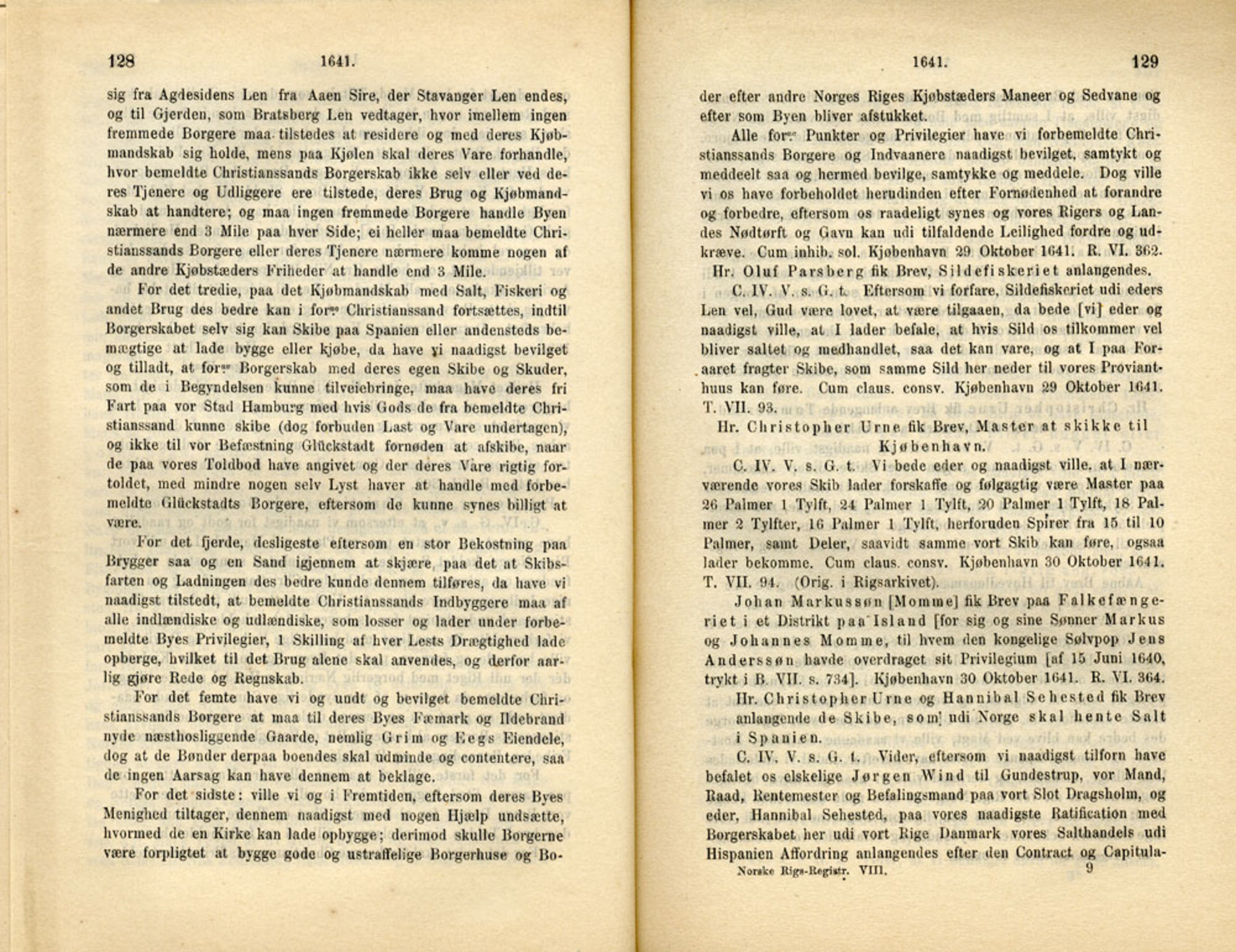 Publikasjoner utgitt av Det Norske Historiske Kildeskriftfond, PUBL/-/-/-: Norske Rigs-Registranter, bind 8, 1641-1648, p. 128-129