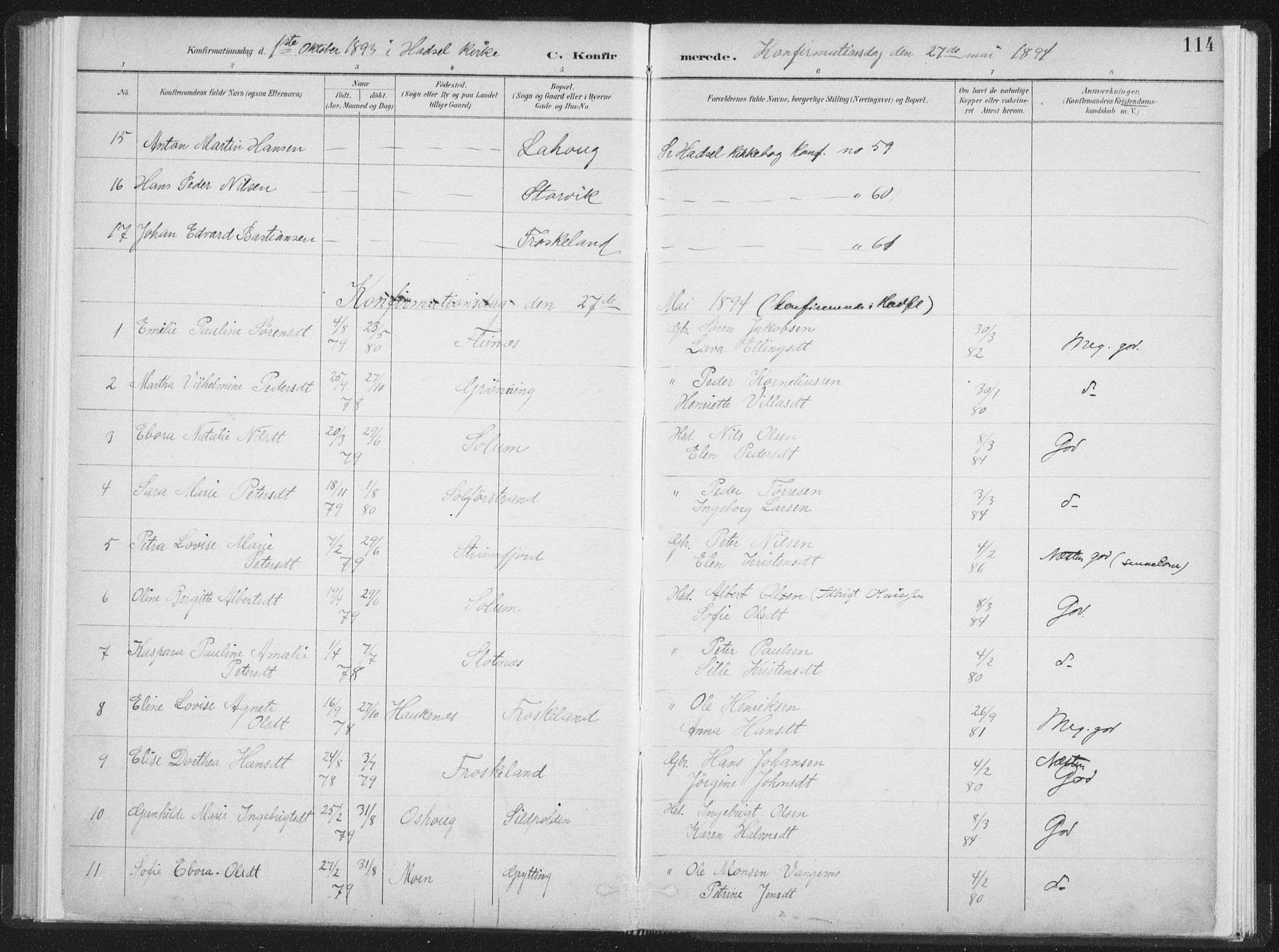 Ministerialprotokoller, klokkerbøker og fødselsregistre - Nordland, SAT/A-1459/890/L1286: Parish register (official) no. 890A01, 1882-1902, p. 114