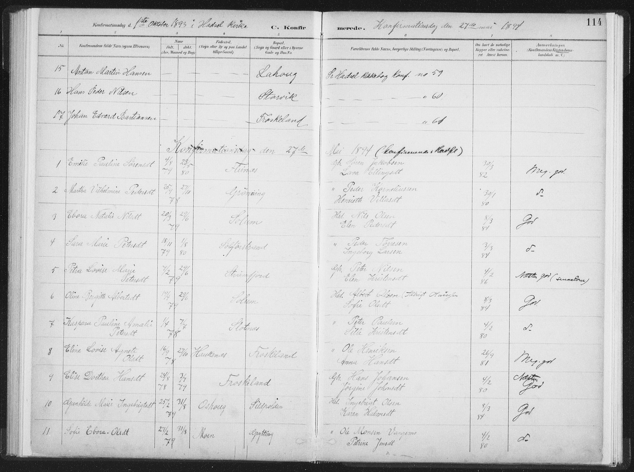 Ministerialprotokoller, klokkerbøker og fødselsregistre - Nordland, AV/SAT-A-1459/890/L1286: Parish register (official) no. 890A01, 1882-1902, p. 114