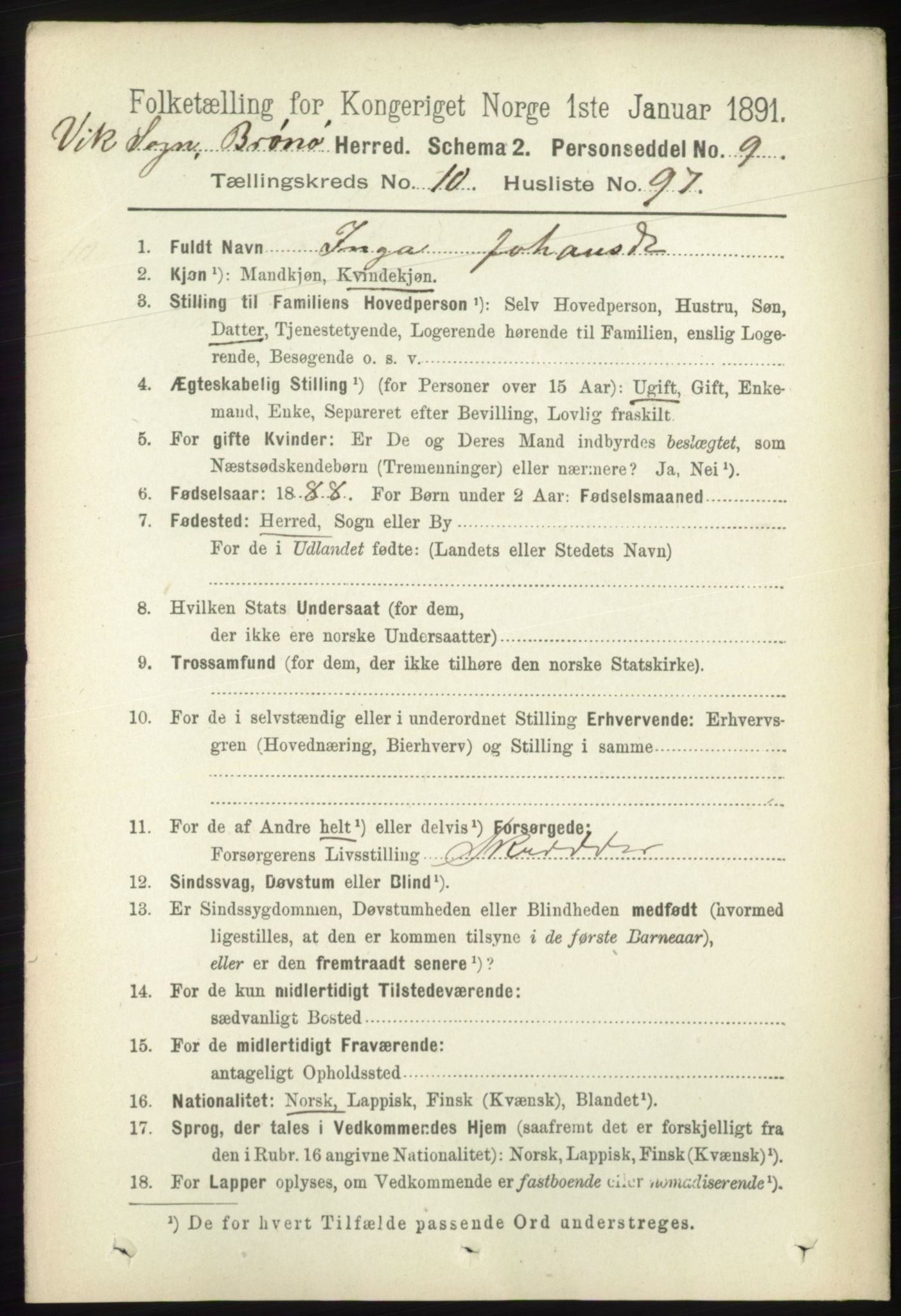 RA, 1891 census for 1814 Brønnøy, 1891, p. 6367