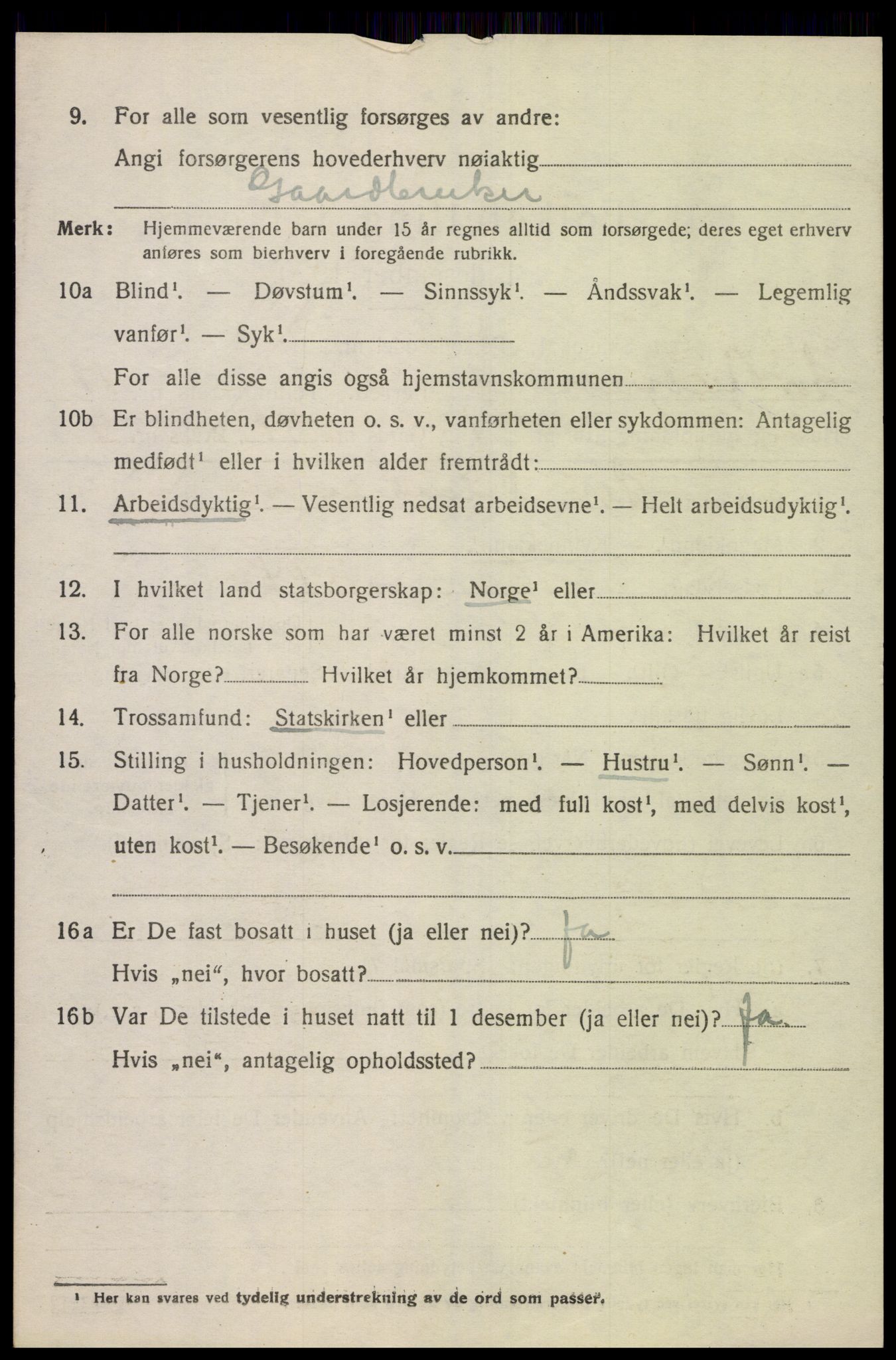 SAK, 1920 census for Sør-Audnedal, 1920, p. 6312