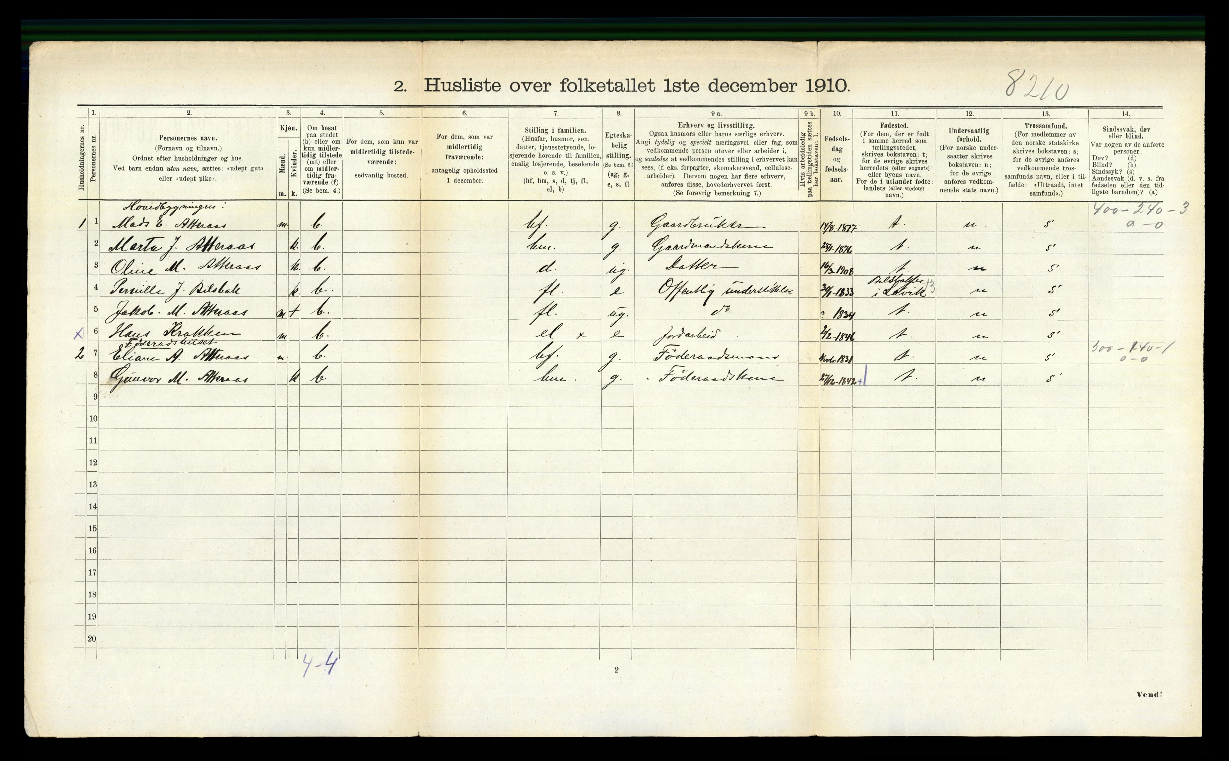 RA, 1910 census for Hyllestad, 1910, p. 568