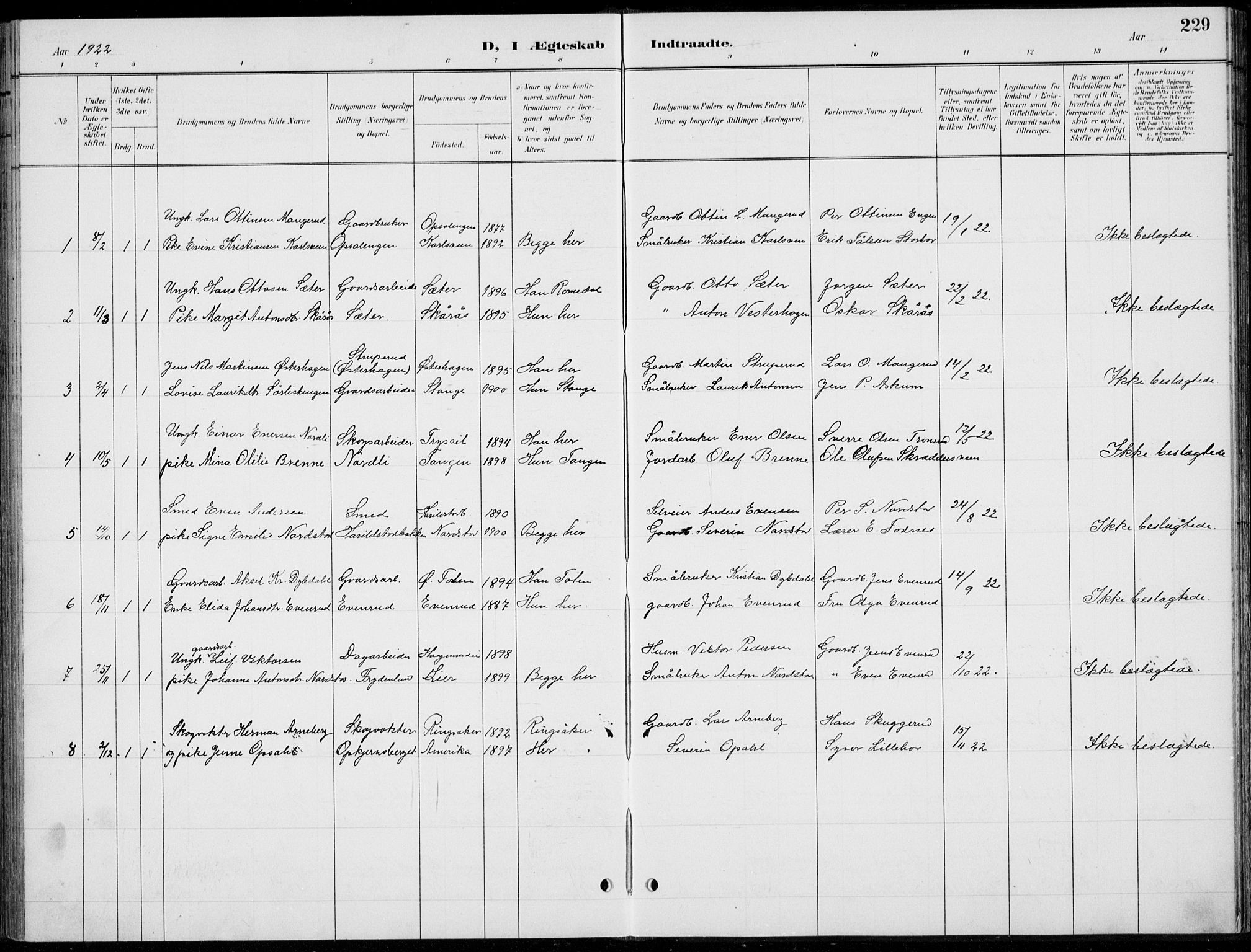 Romedal prestekontor, AV/SAH-PREST-004/L/L0013: Parish register (copy) no. 13, 1896-1937, p. 229