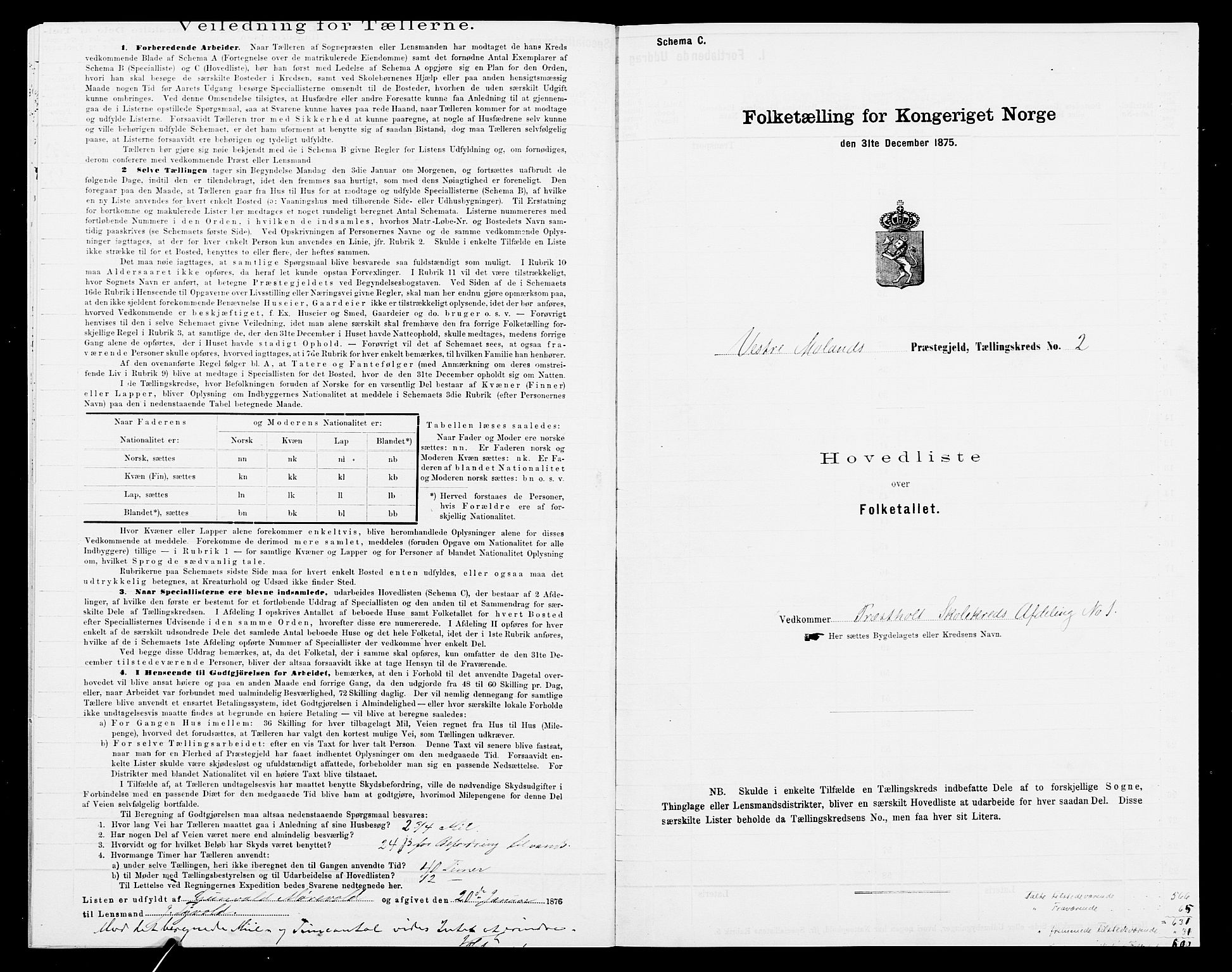 SAK, 1875 census for 0926L Vestre Moland/Vestre Moland, 1875, p. 18