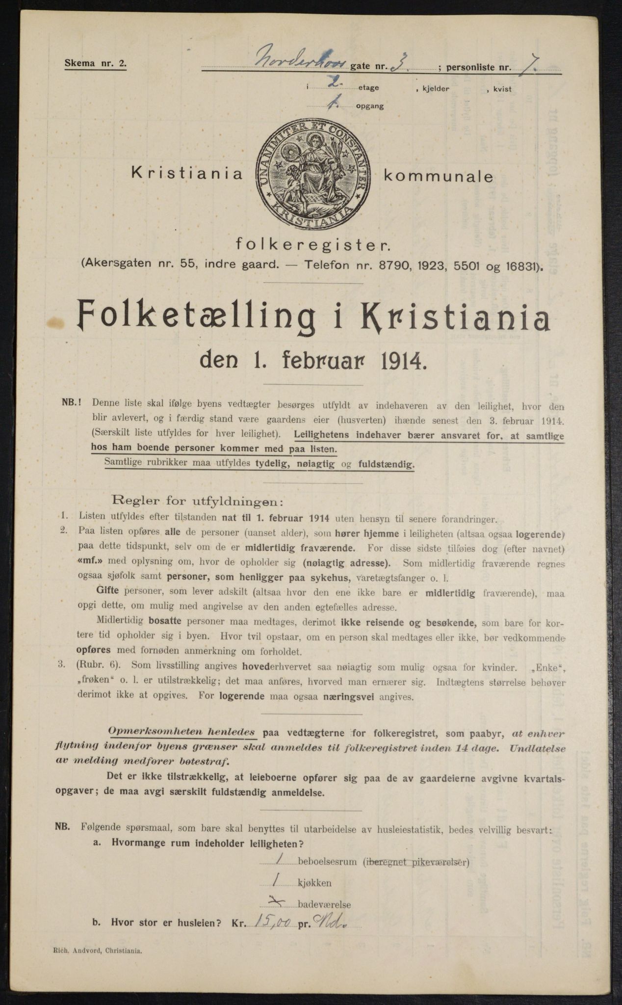 OBA, Municipal Census 1914 for Kristiania, 1914, p. 72425