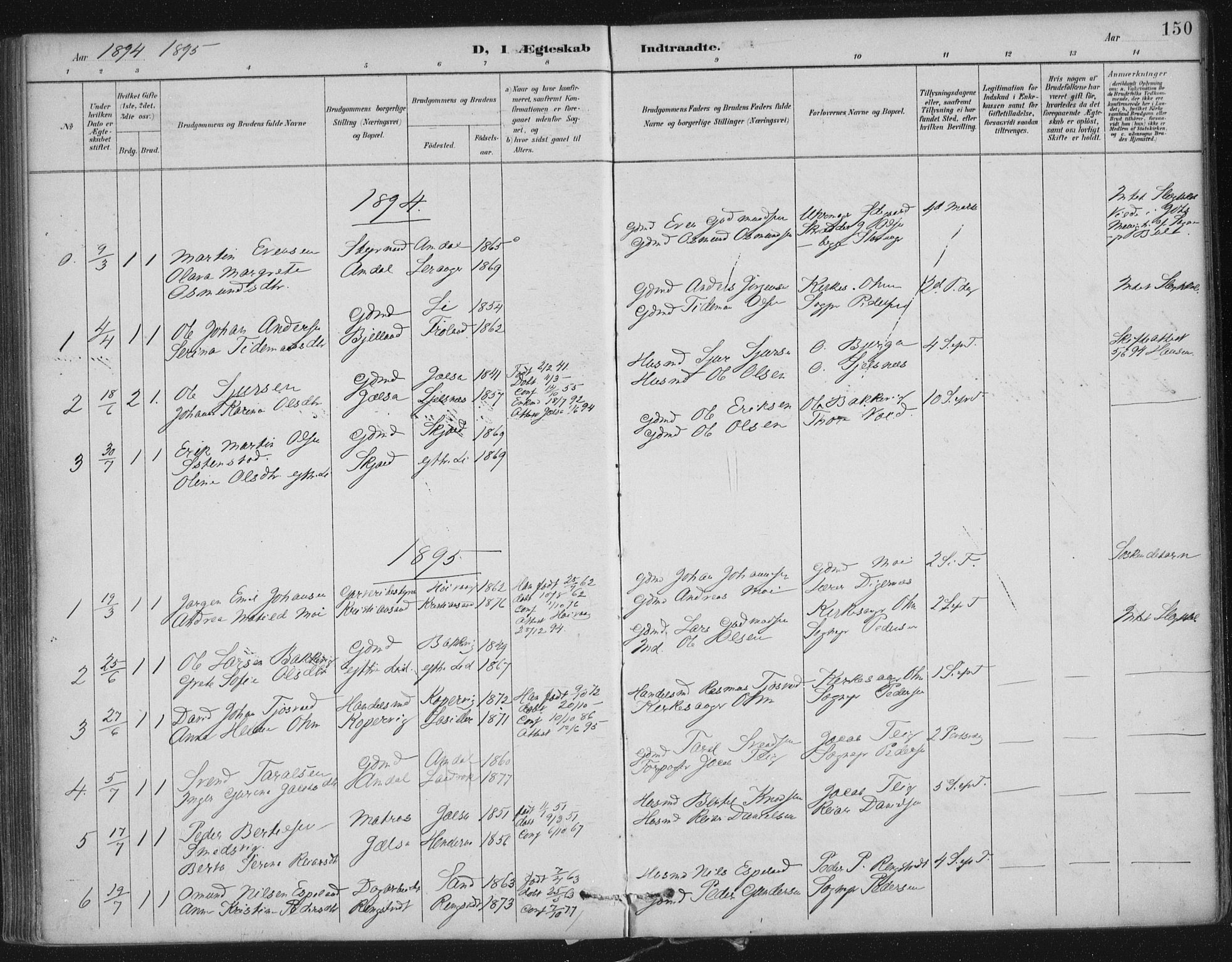 Nedstrand sokneprestkontor, SAST/A-101841/01/IV: Parish register (official) no. A 12, 1887-1915, p. 150