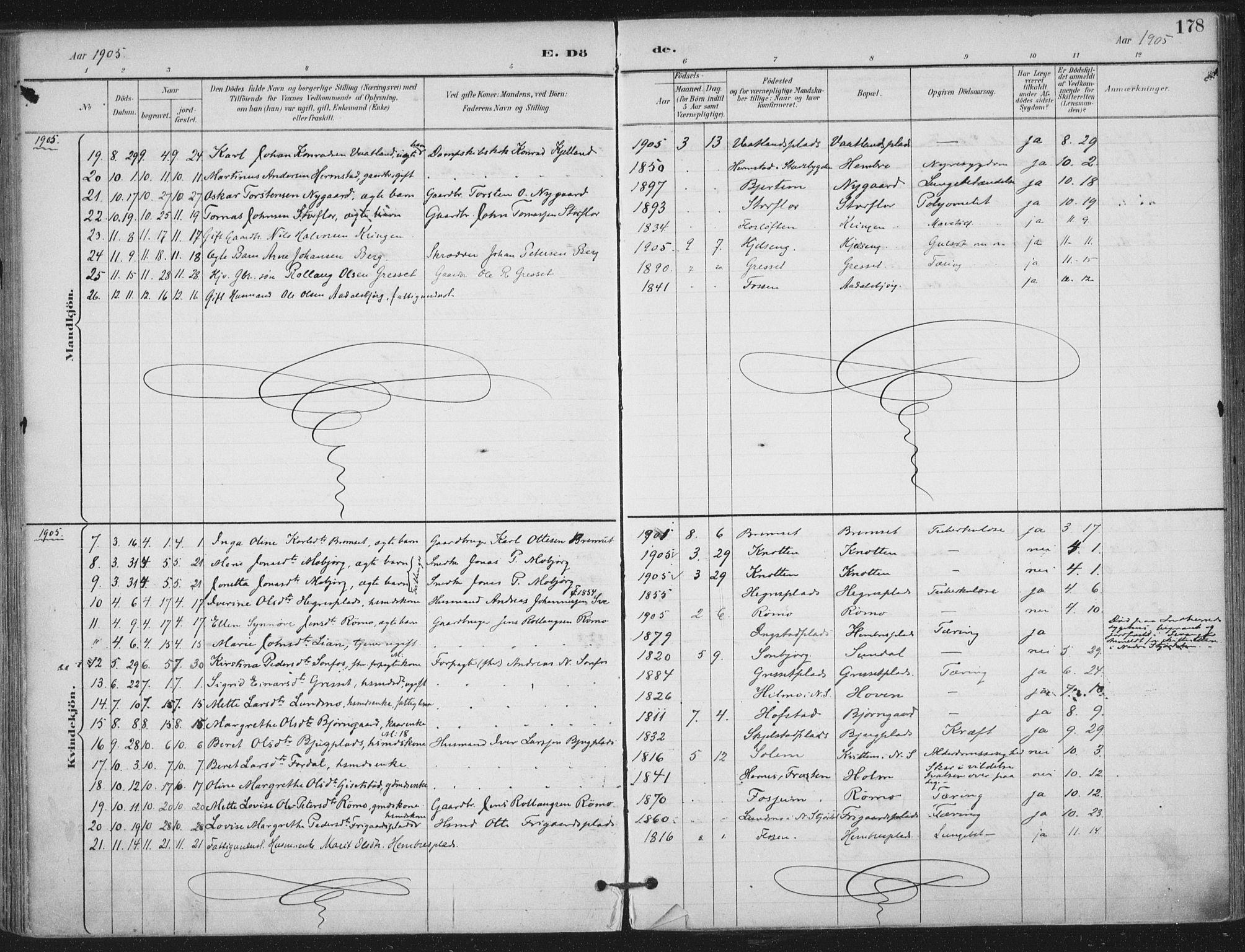 Ministerialprotokoller, klokkerbøker og fødselsregistre - Nord-Trøndelag, SAT/A-1458/703/L0031: Parish register (official) no. 703A04, 1893-1914, p. 178