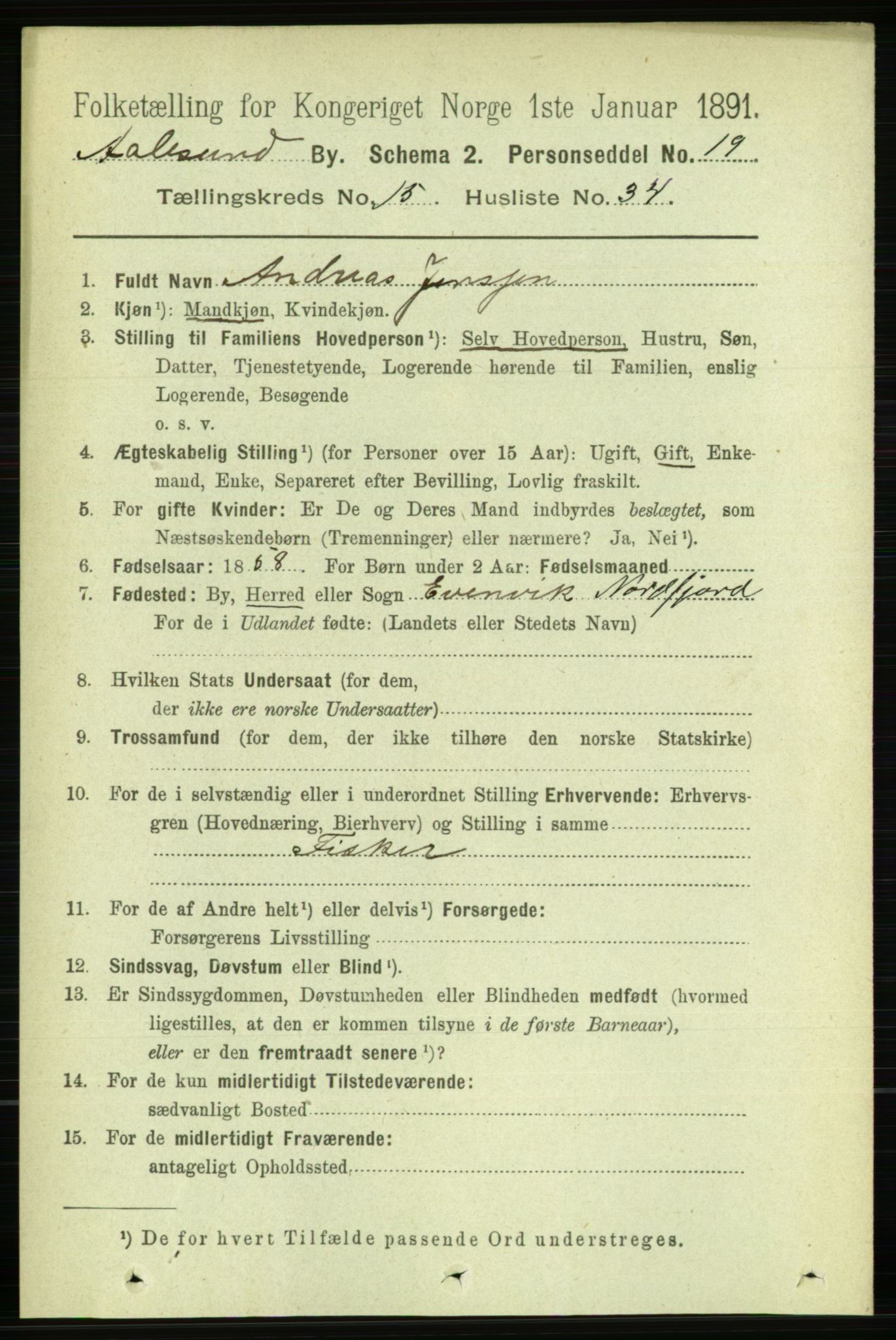 RA, 1891 census for 1501 Ålesund, 1891, p. 9398