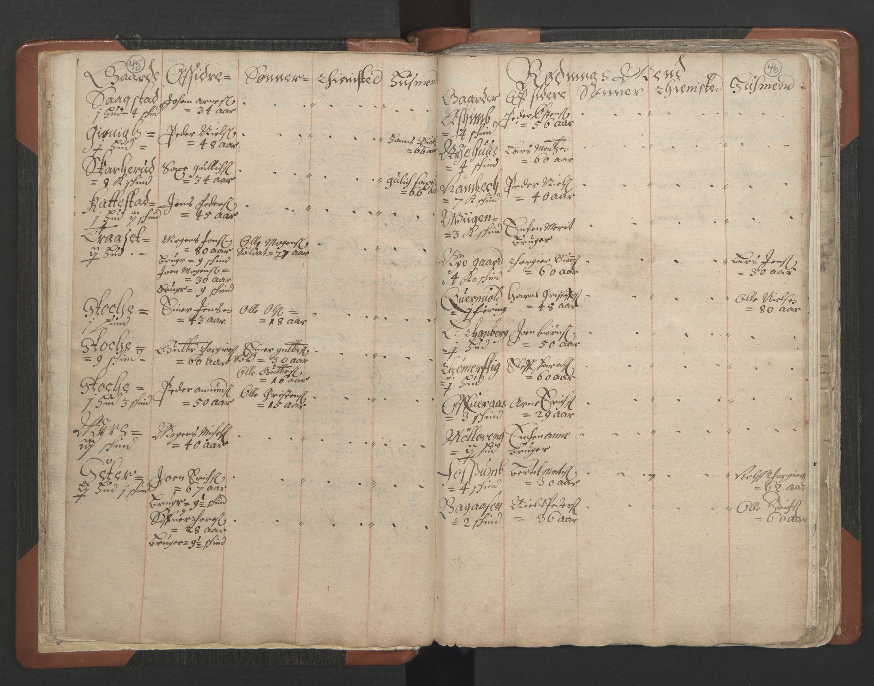 RA, Vicar's Census 1664-1666, no. 7: Hadeland deanery, 1664-1666, p. 45-46