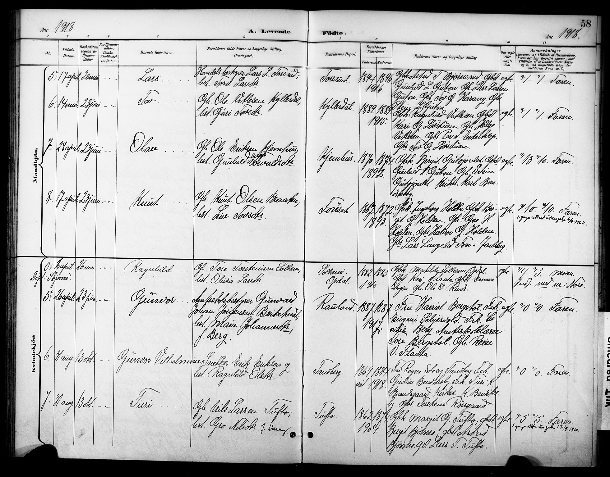 Nore kirkebøker, AV/SAKO-A-238/F/Fc/L0005: Parish register (official) no. III 5, 1898-1922, p. 58